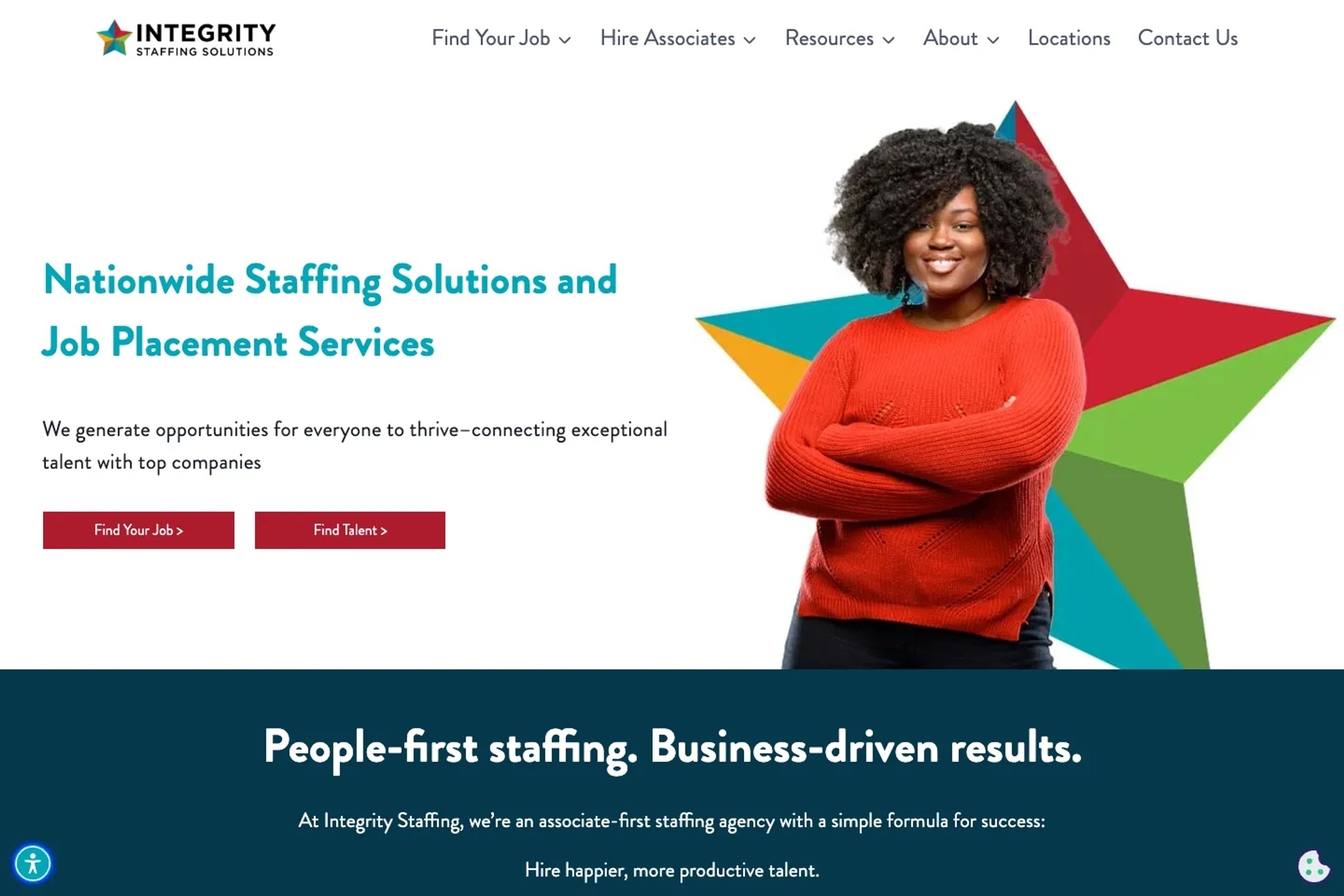 Integrity Staffing Solutions website homepage