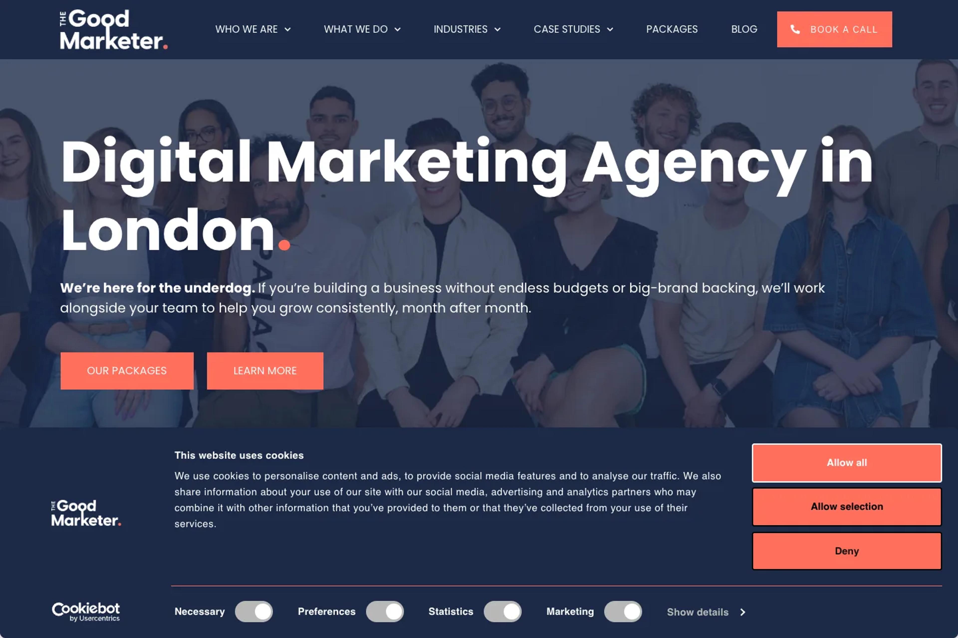 The Good Marketer website homepage