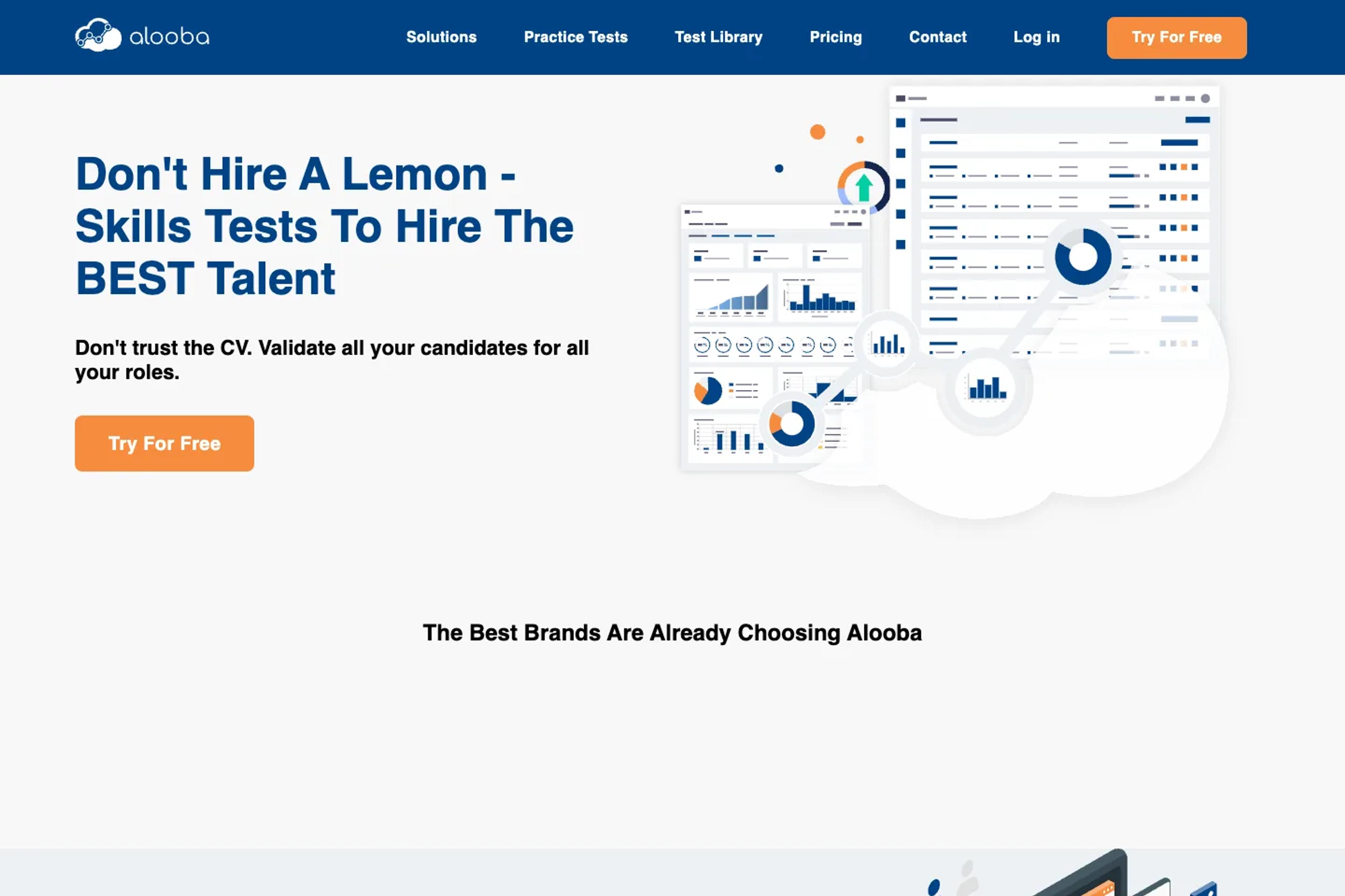 Alooba website homepage