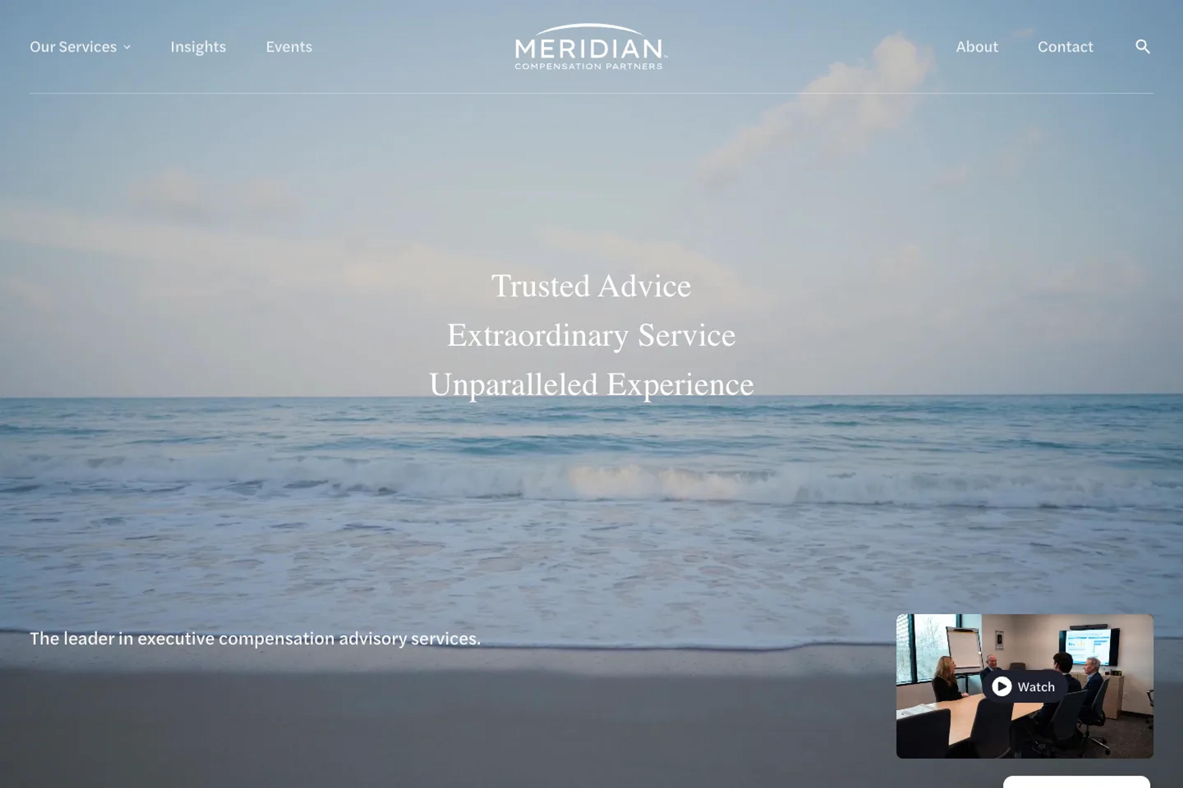 Meridian Compensation Partners website homepage