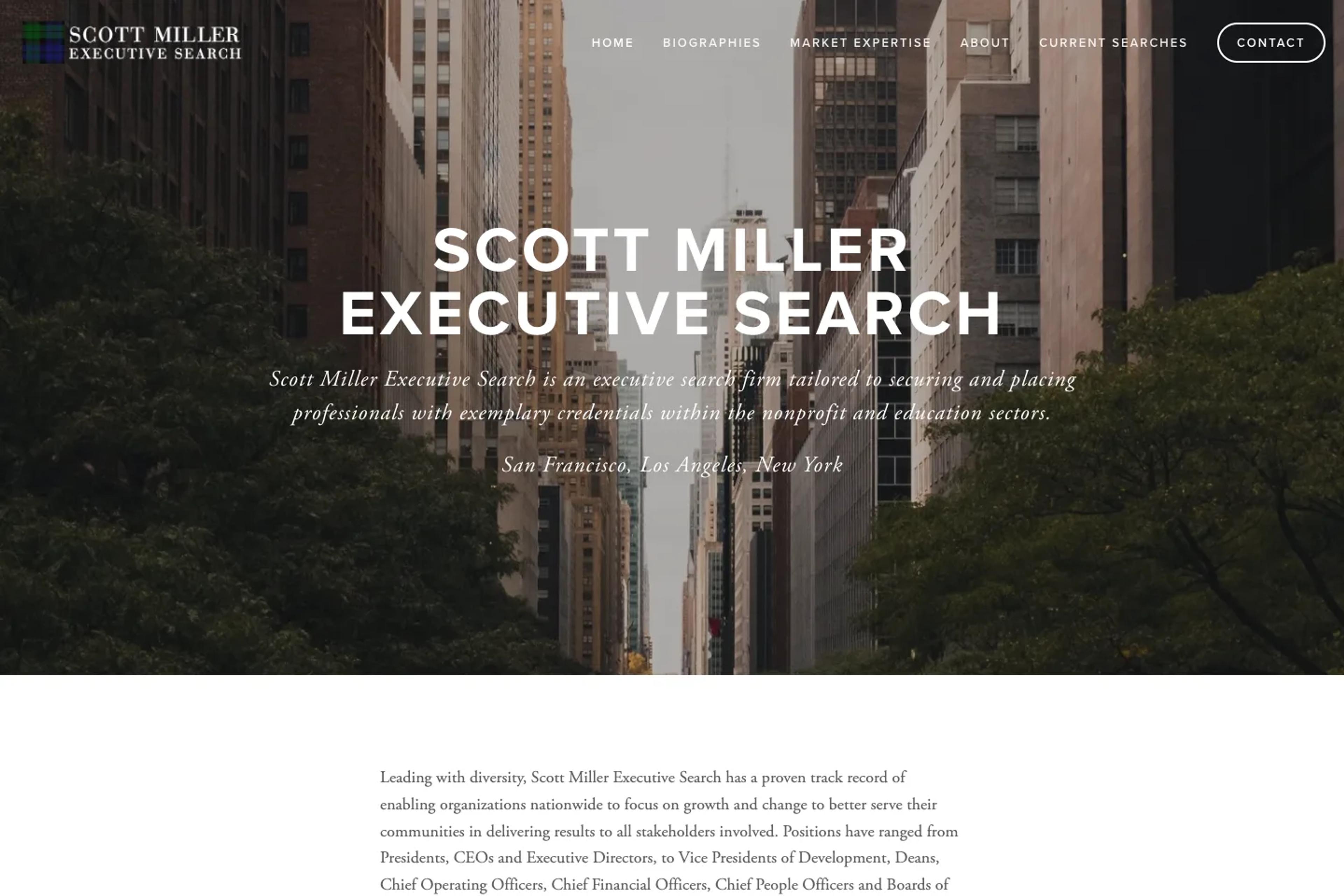 Scott Miller Executive Search website homepage