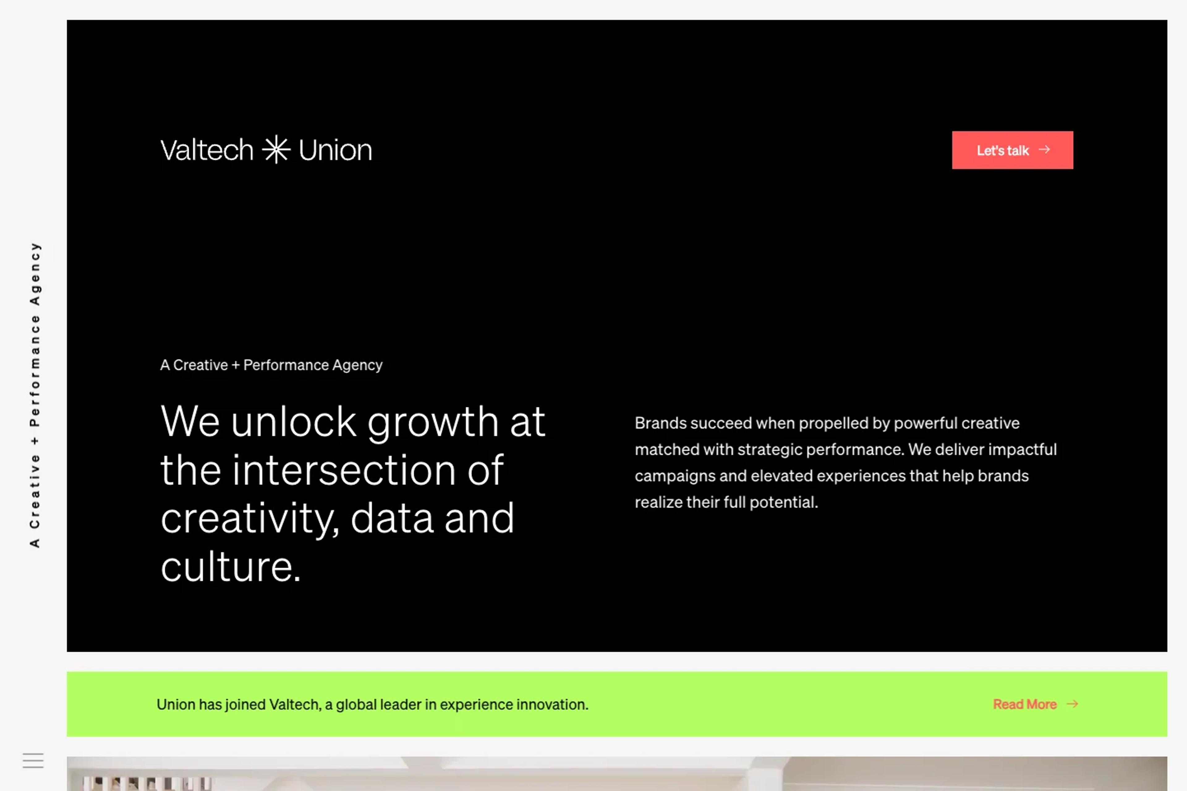 Union website homepage