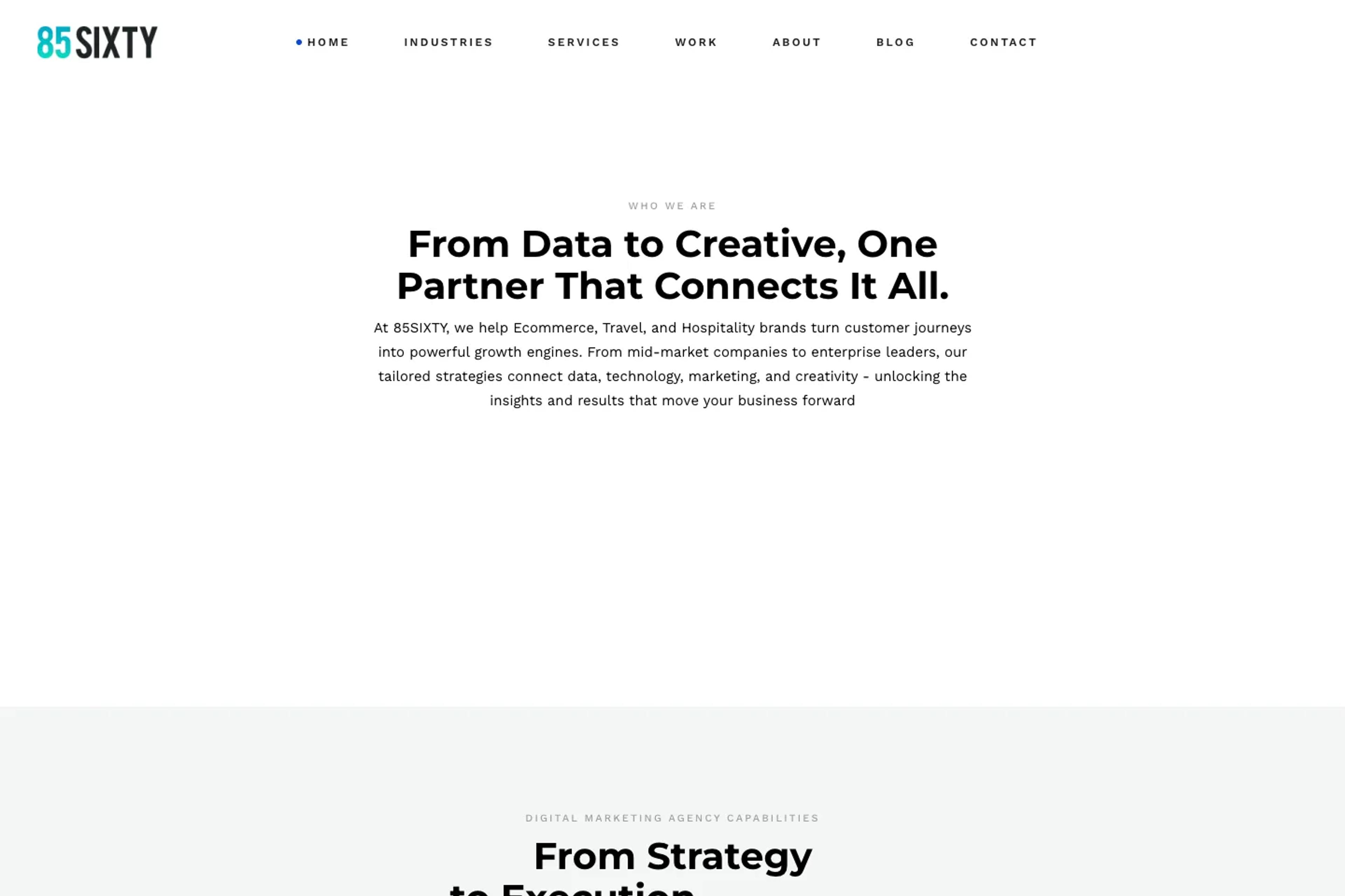 85SIXTY website homepage