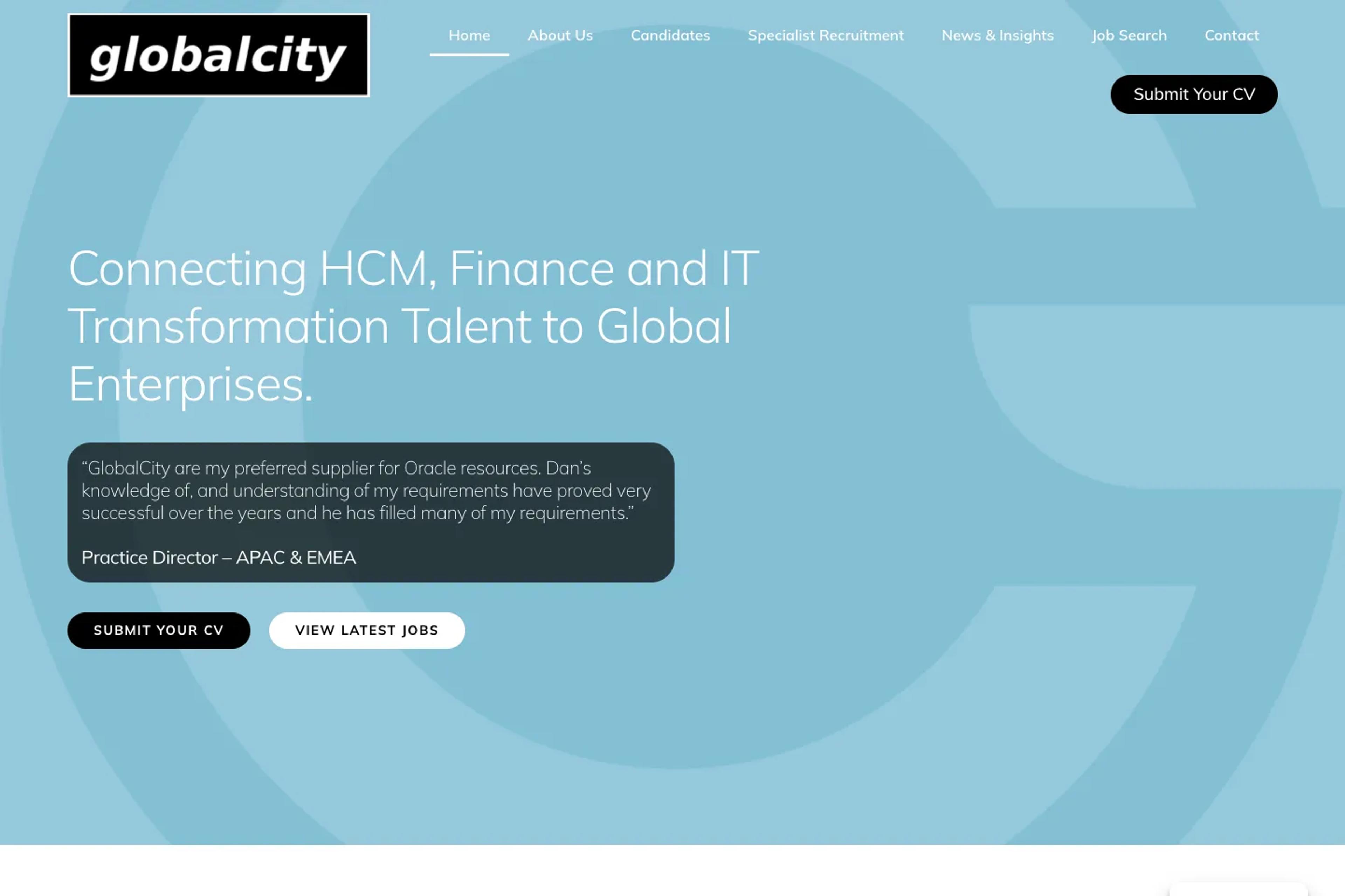 GlobalCity website homepage