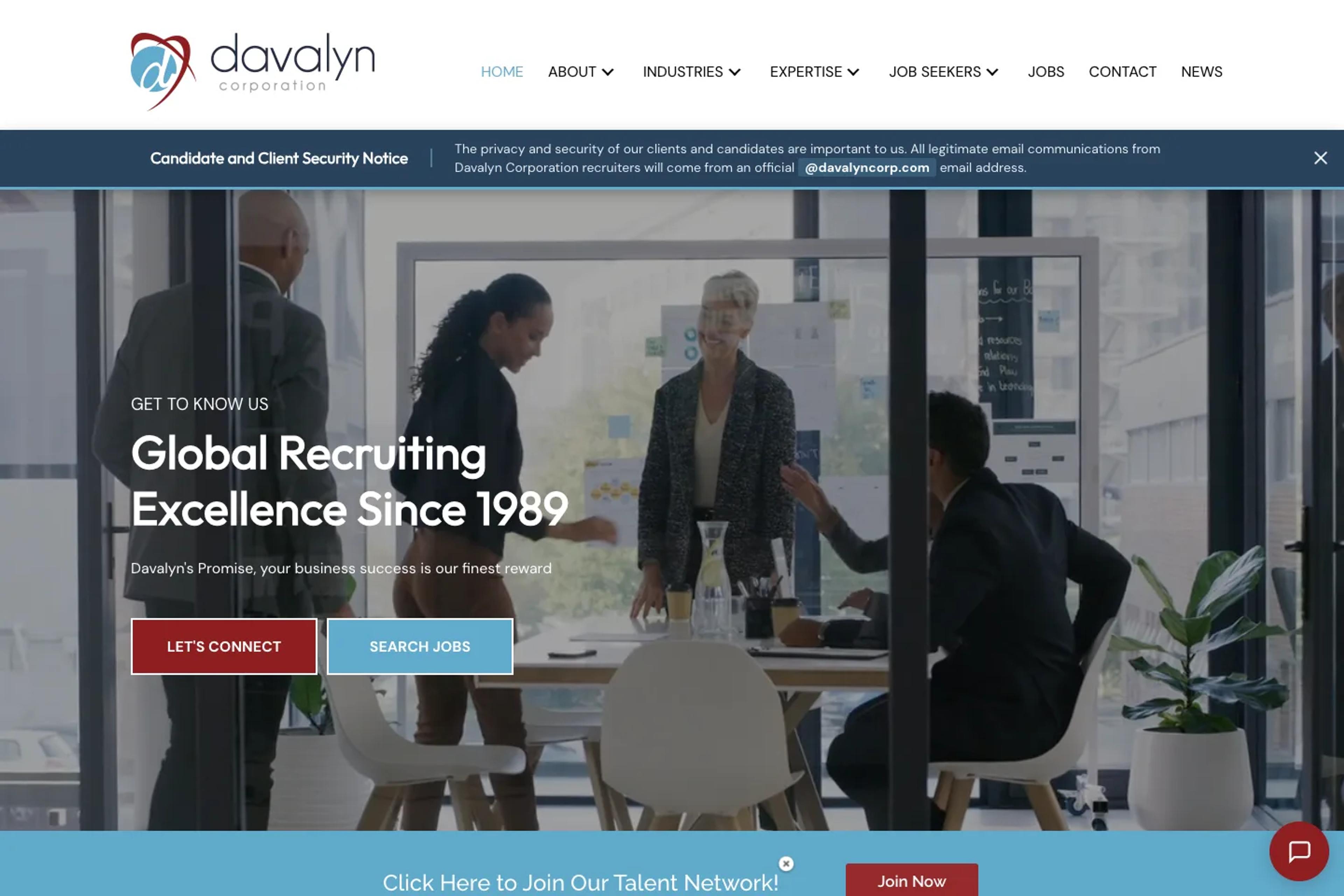 Davalyn Corporation website homepage