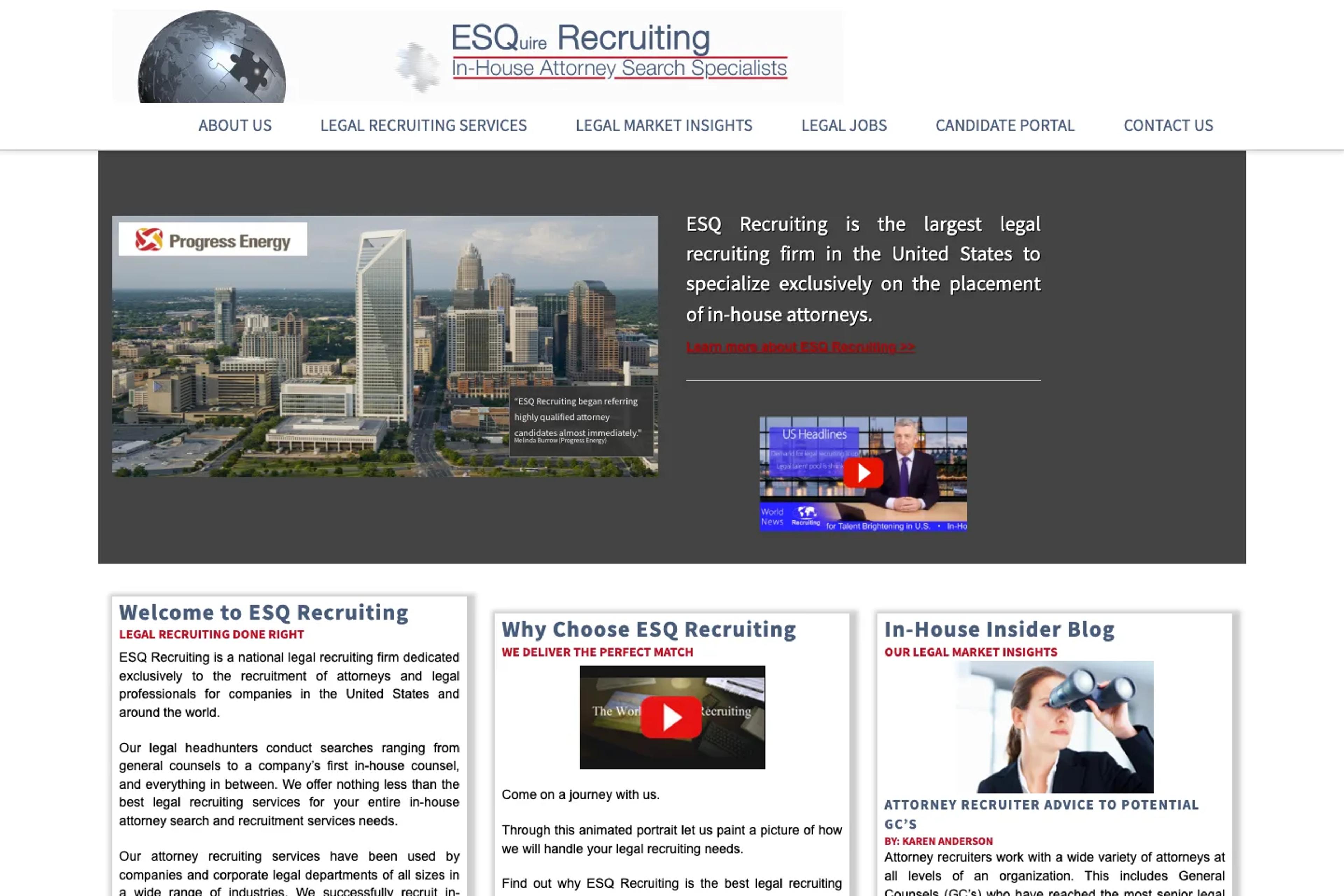 ESQ Recruiting website homepage