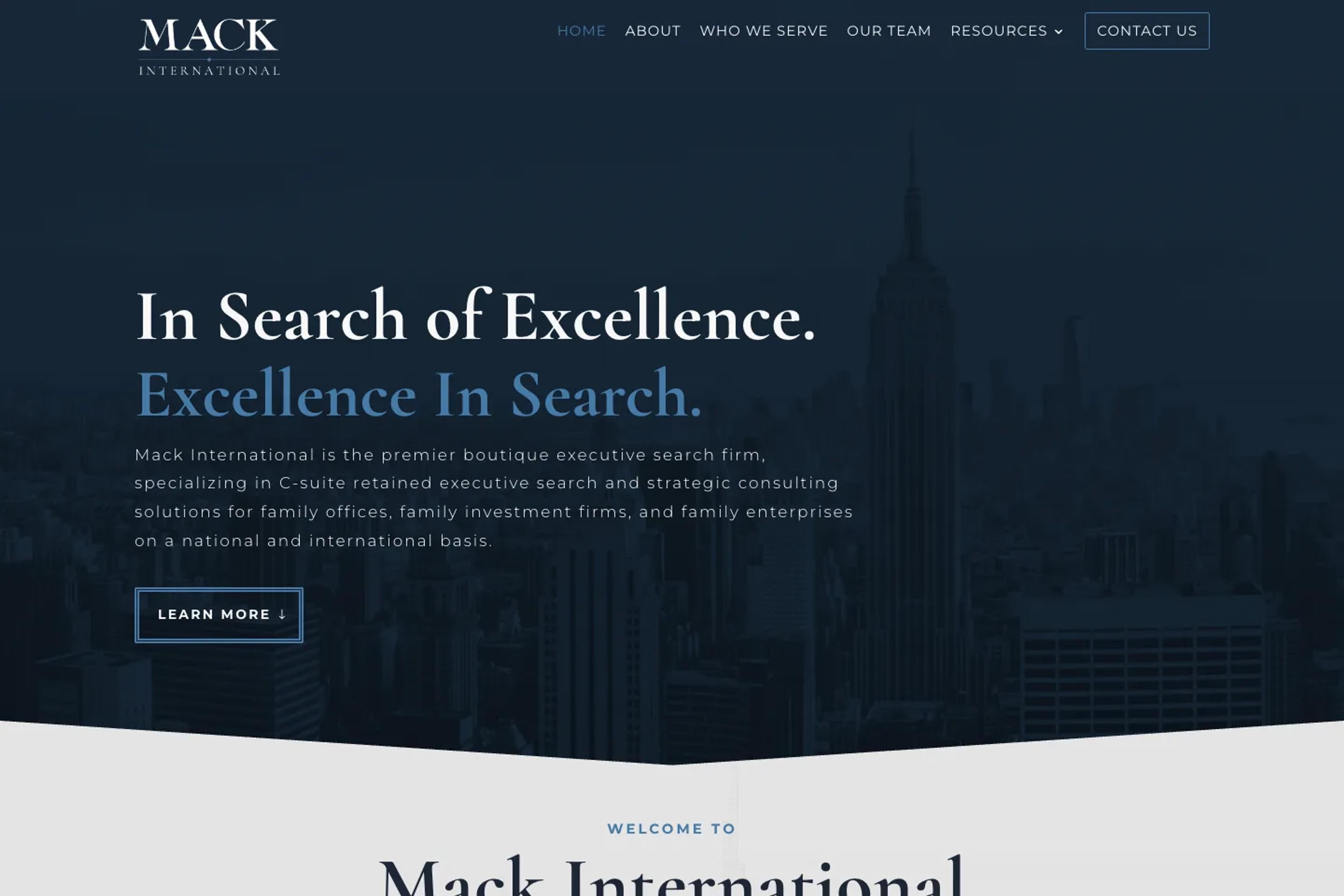 Mack International website homepage