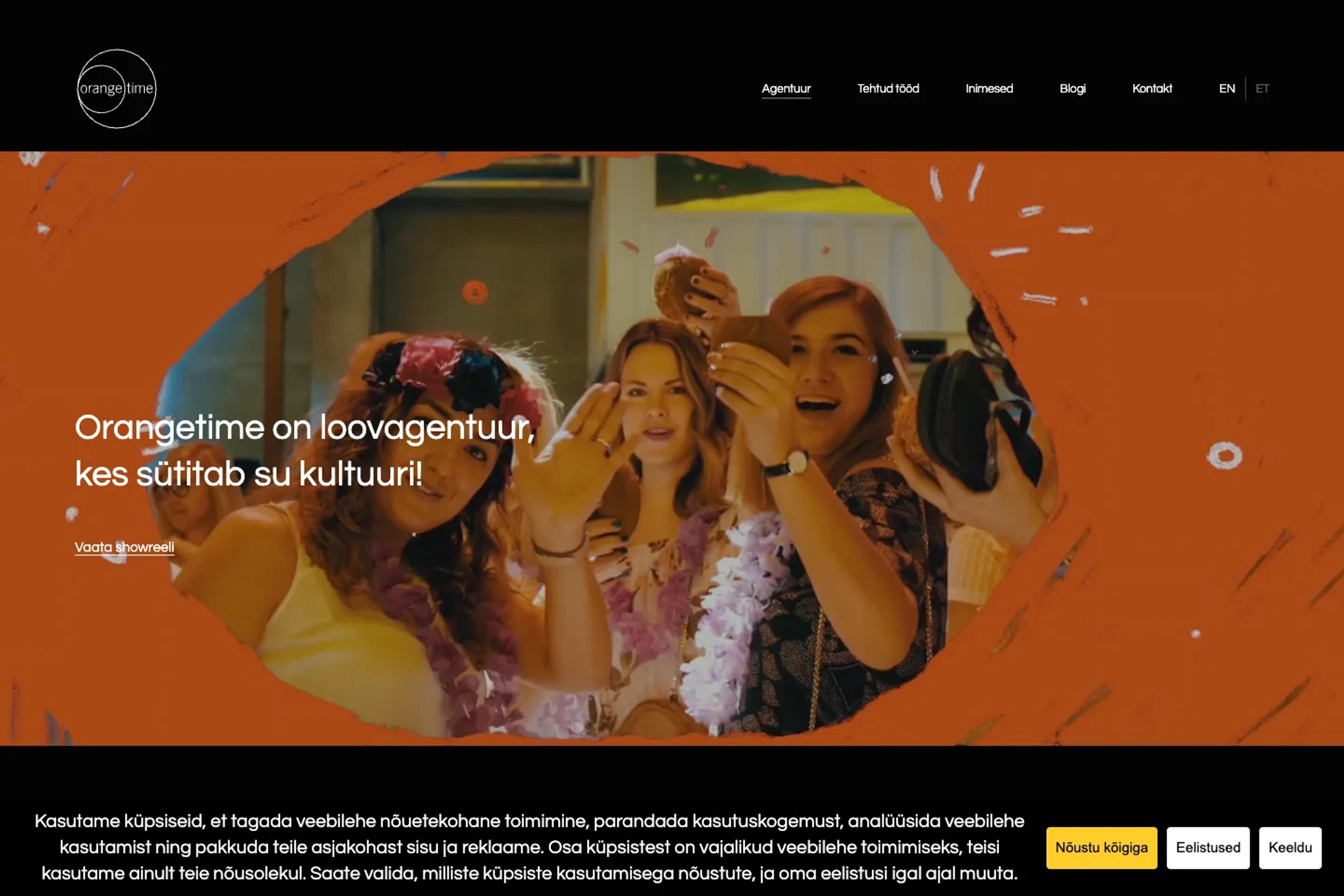 Orangetime Event website homepage