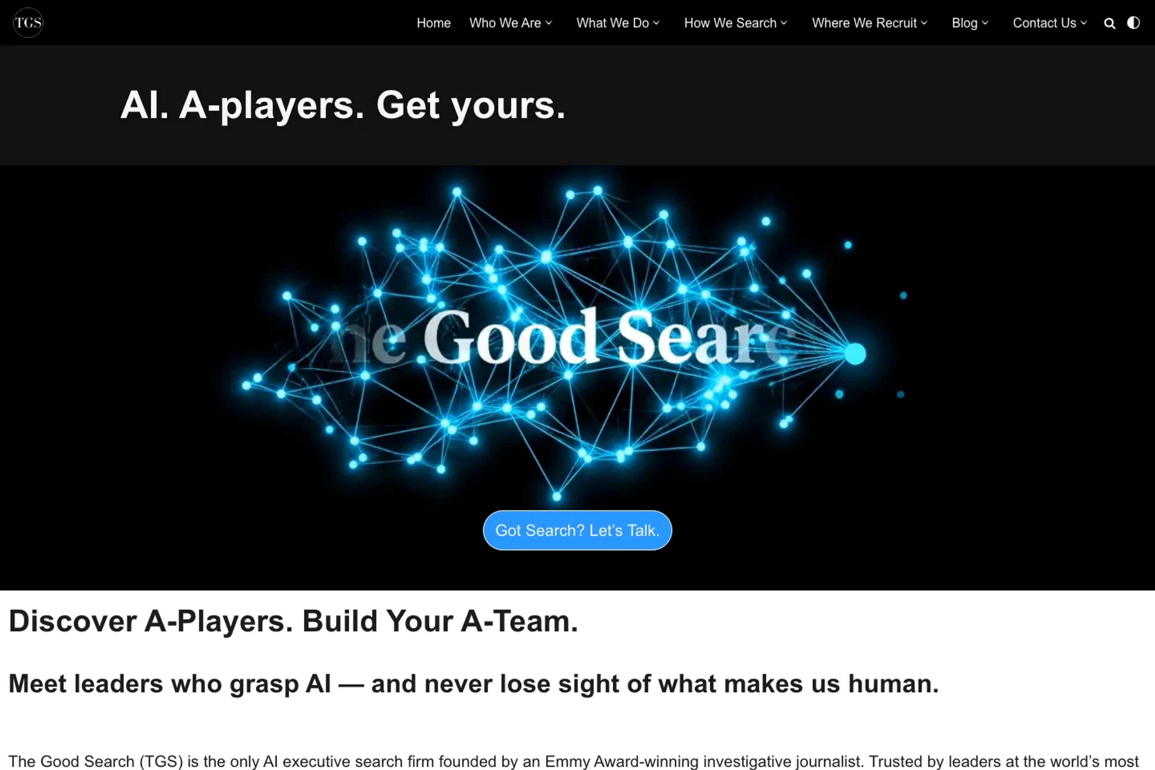 The Good Search website homepage