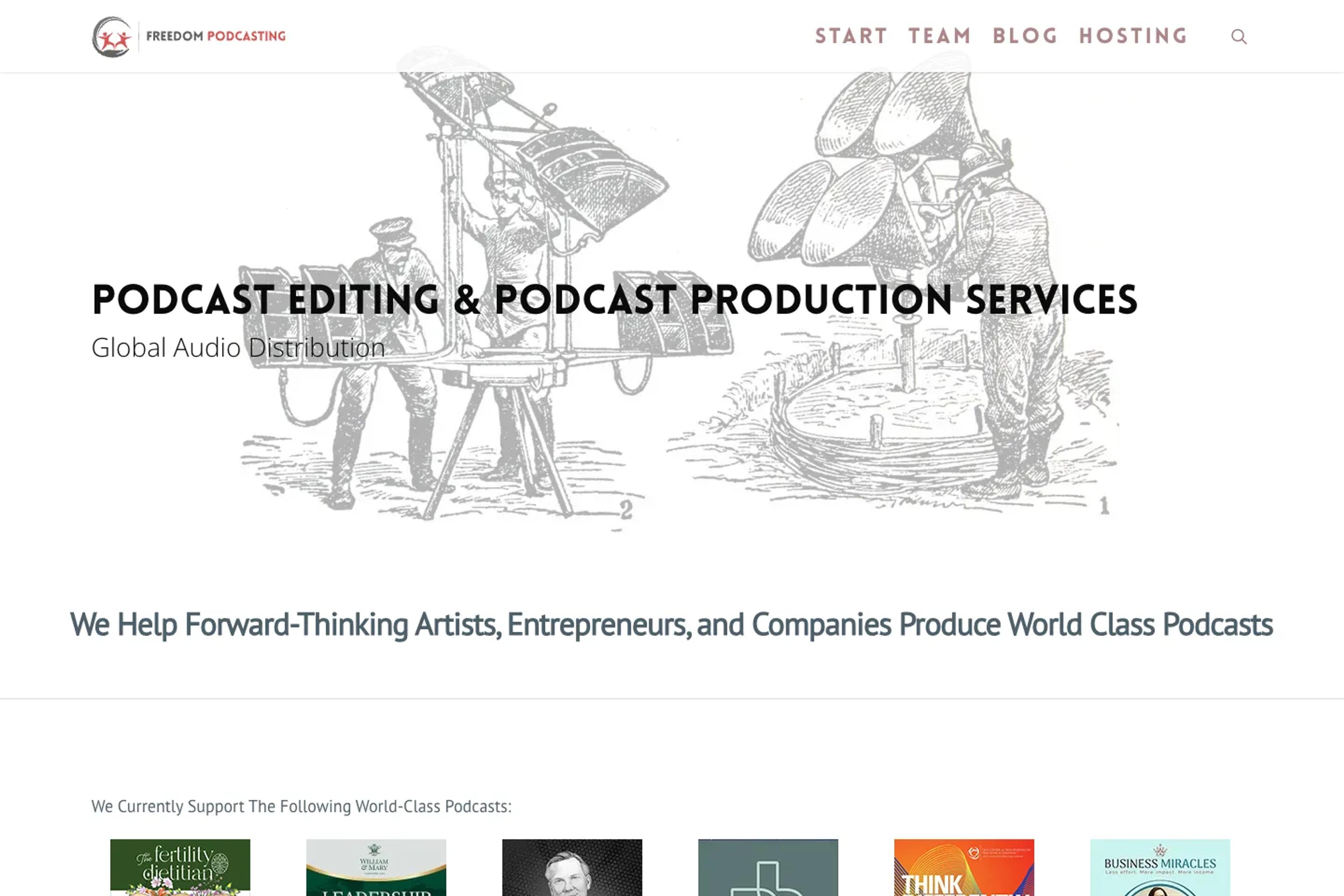 Freedom Podcasting website homepage