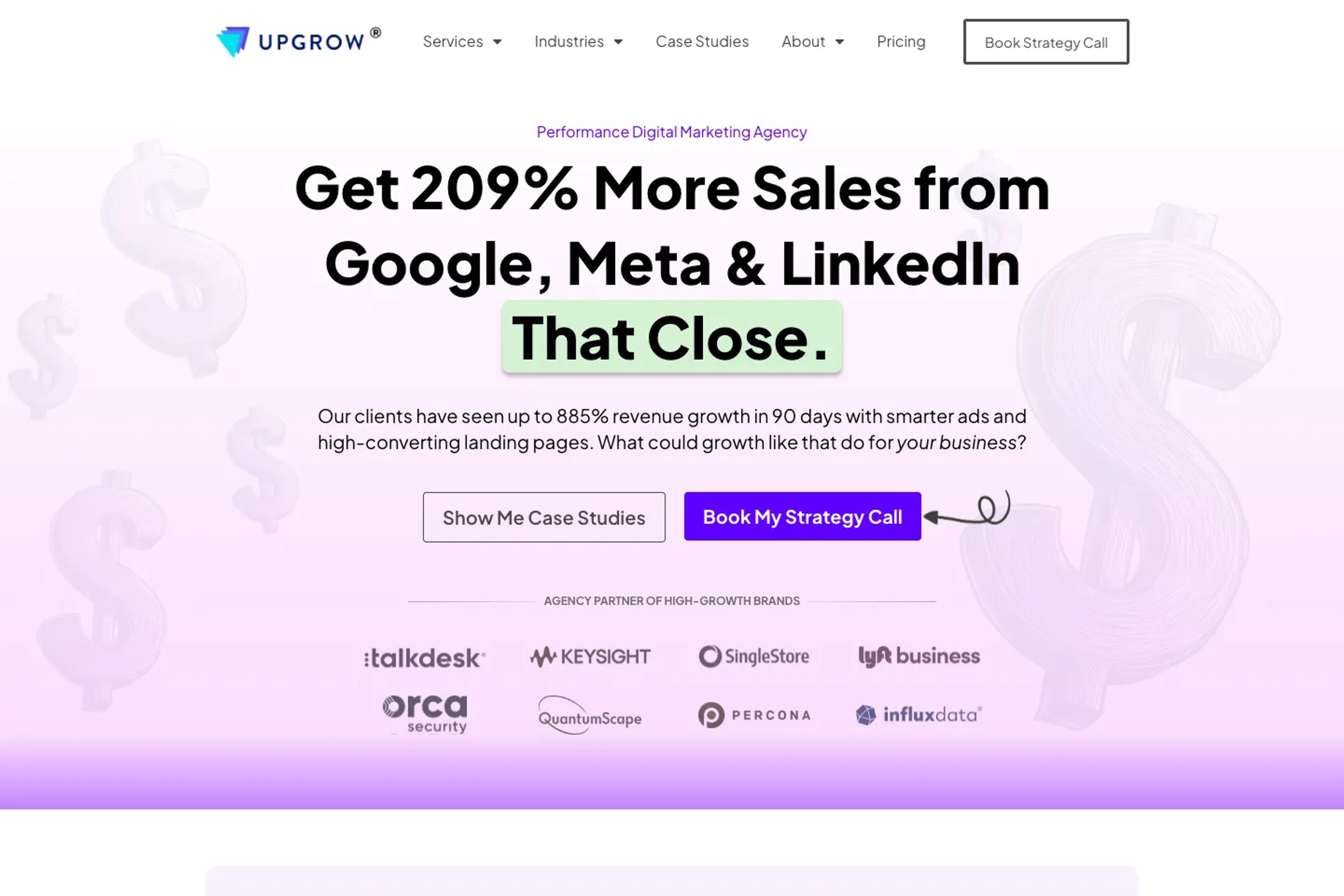Upgrow website homepage