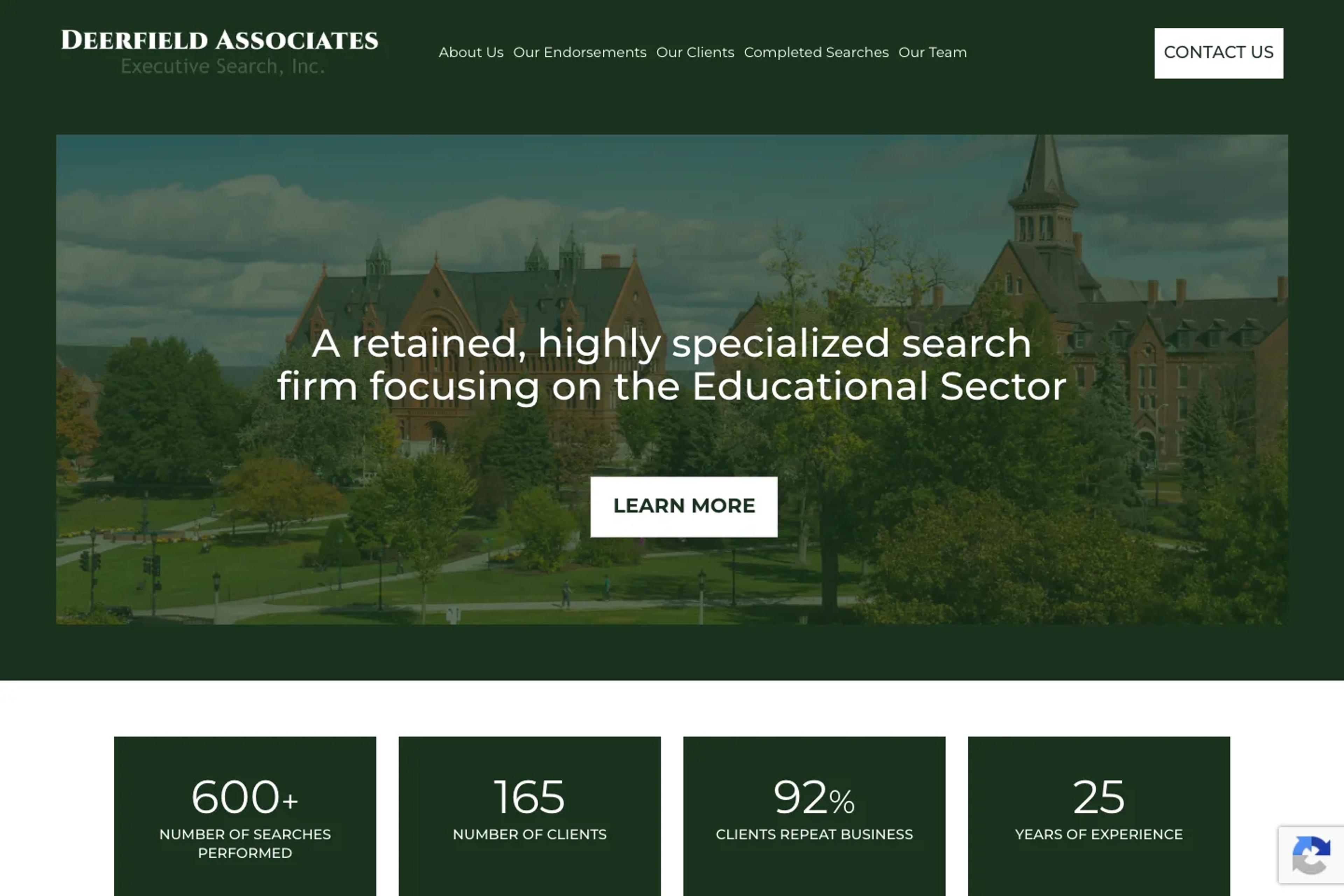 Deerfield Associates website homepage