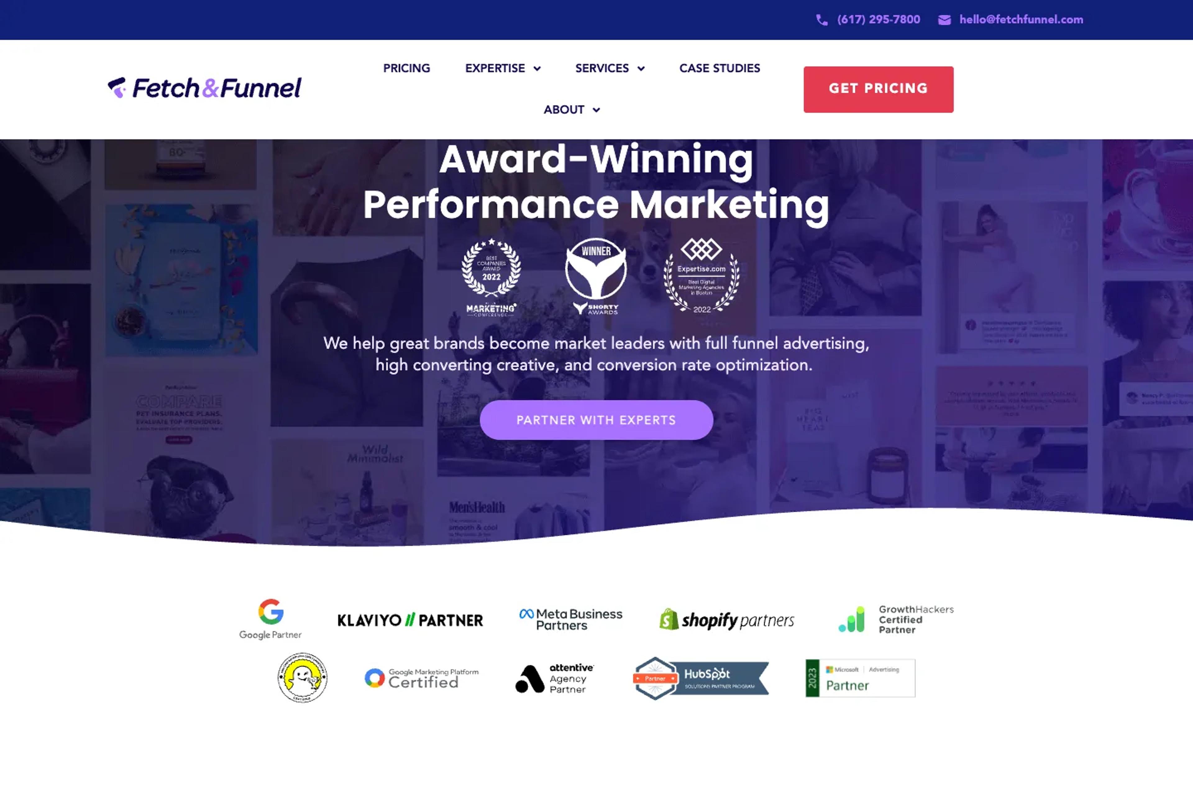Fetch & Funnel website homepage
