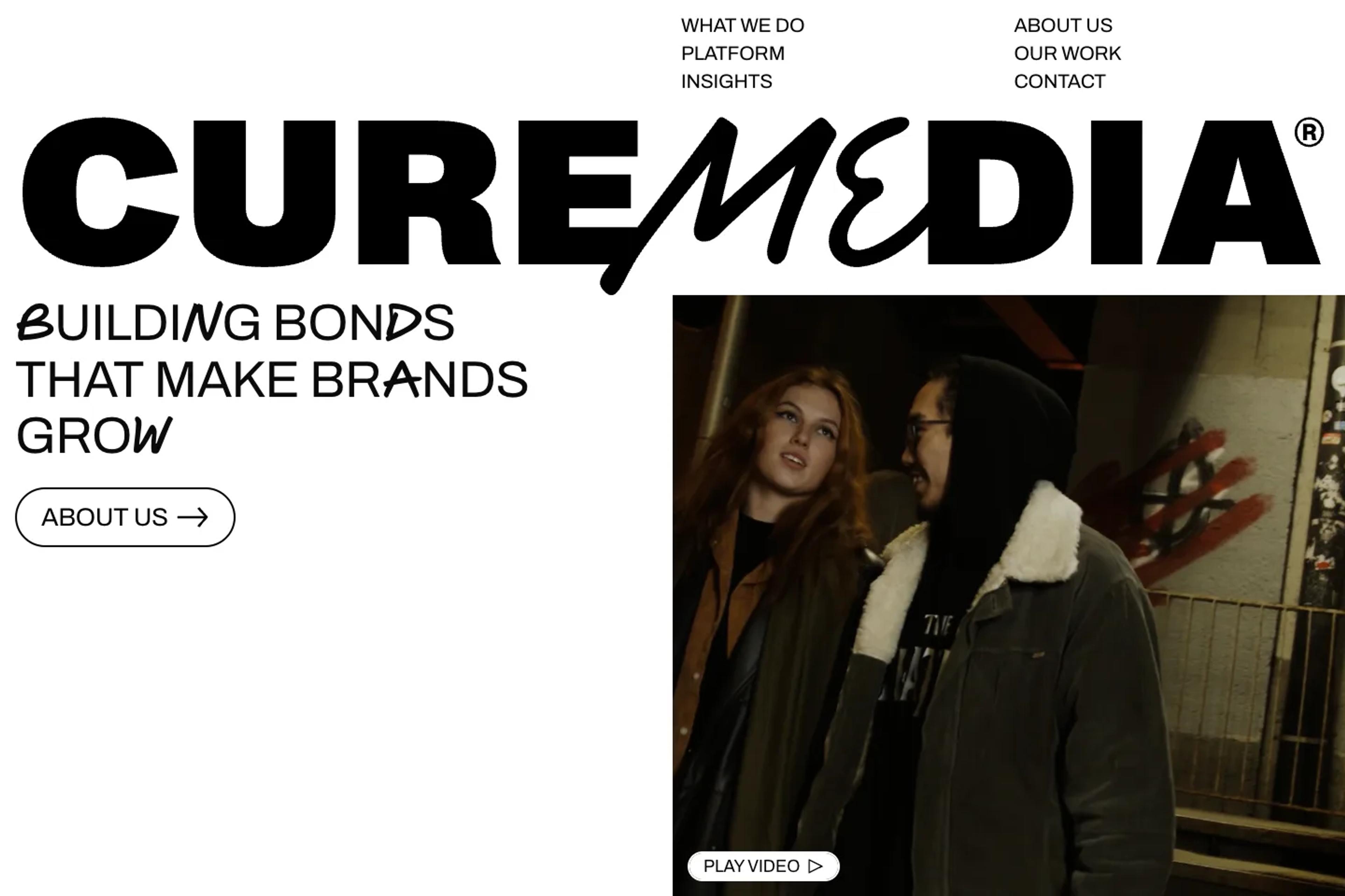 Cure Media website homepage