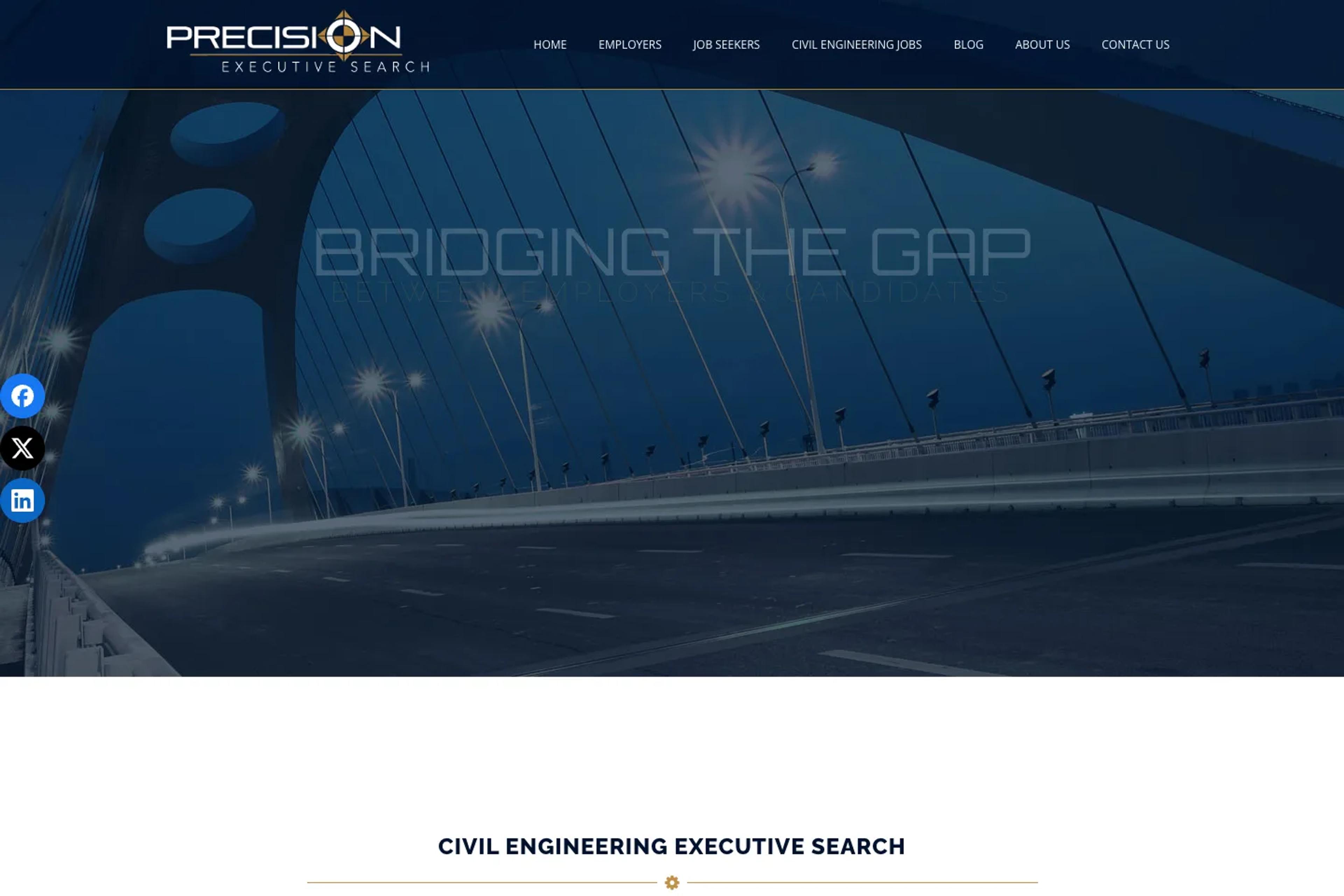 Precision Executive Search website homepage