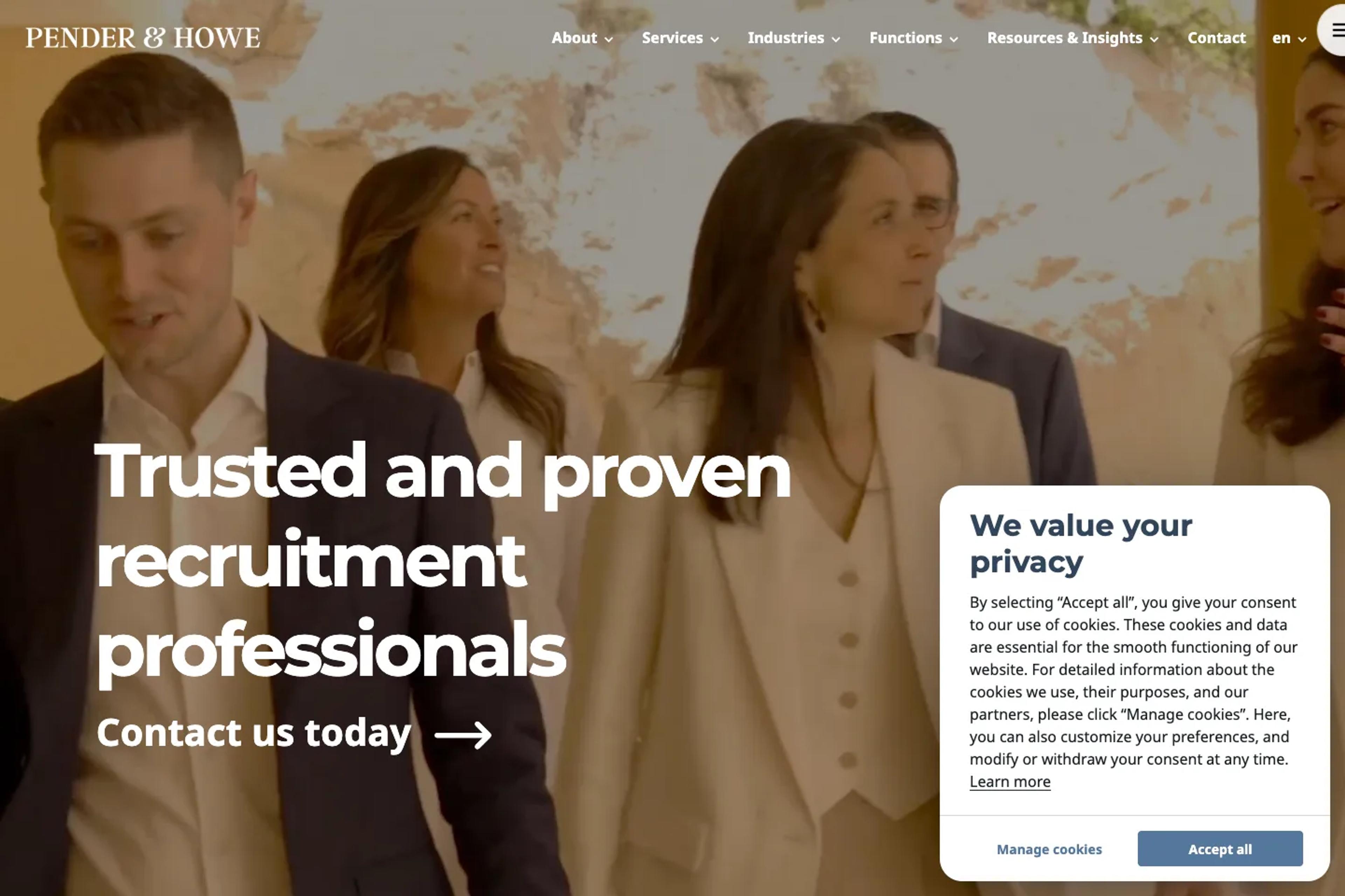 Pender & Howe website homepage