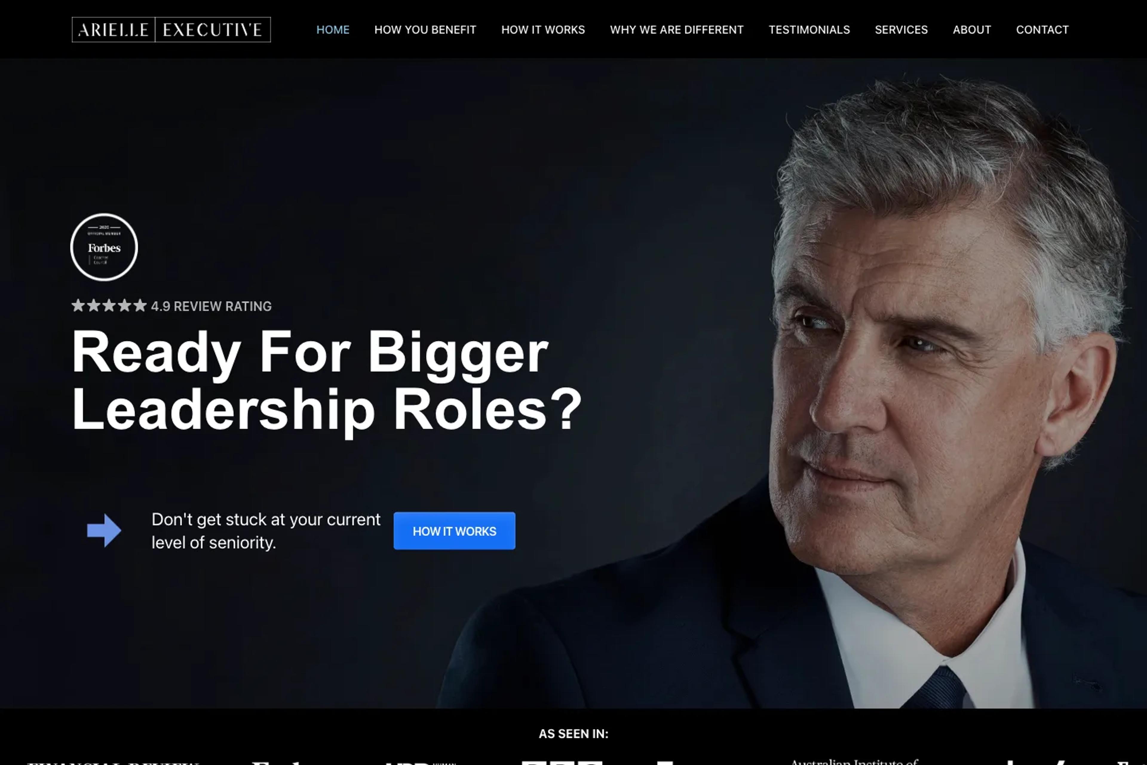 Arielle Executive website homepage
