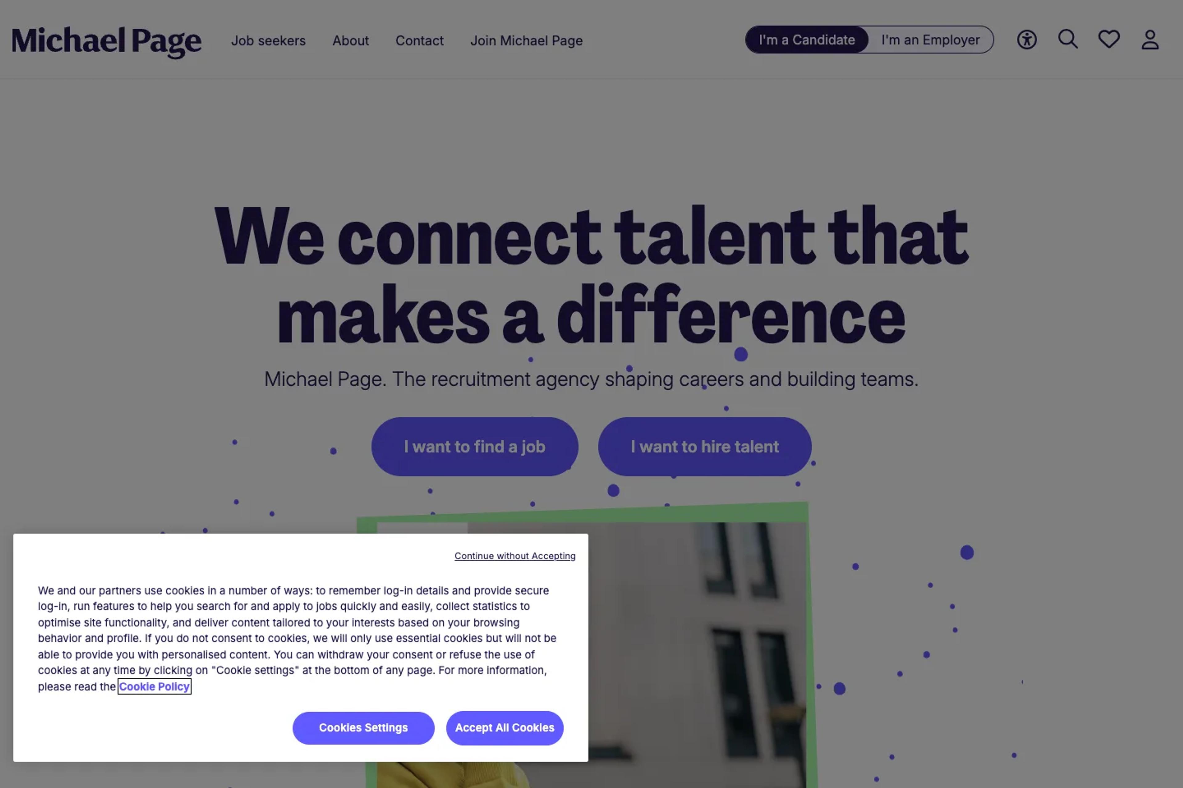 Michael Page website homepage