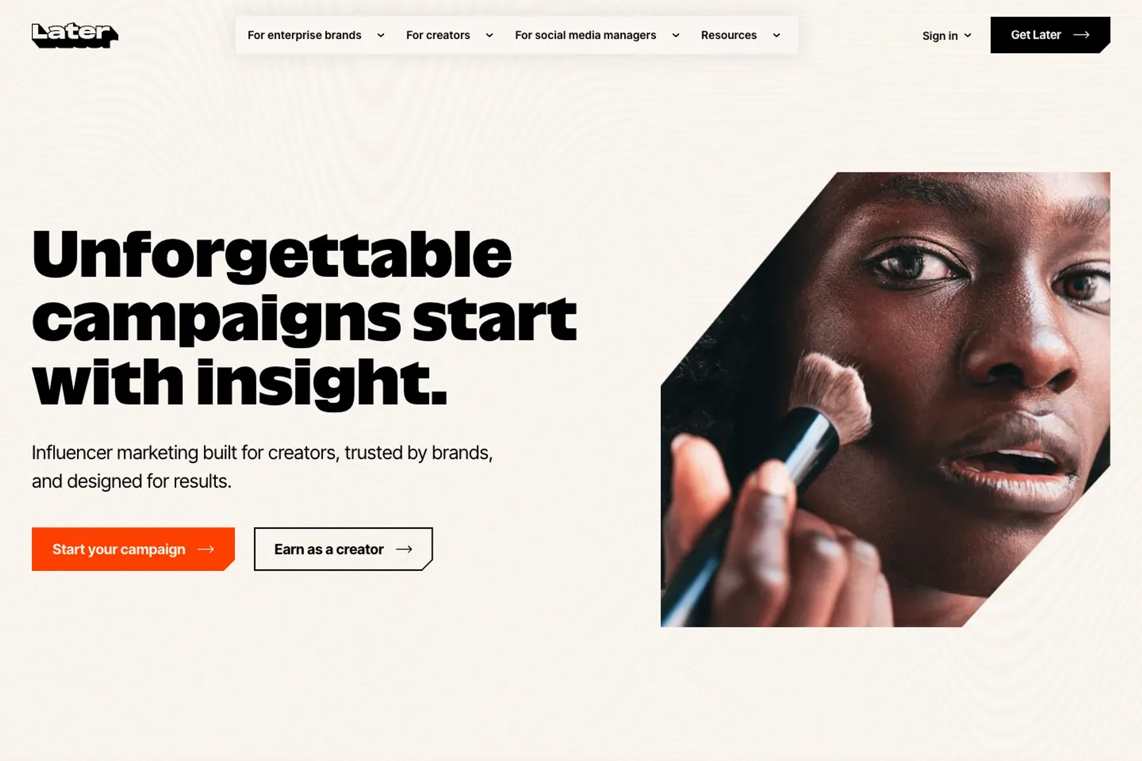 Later website homepage