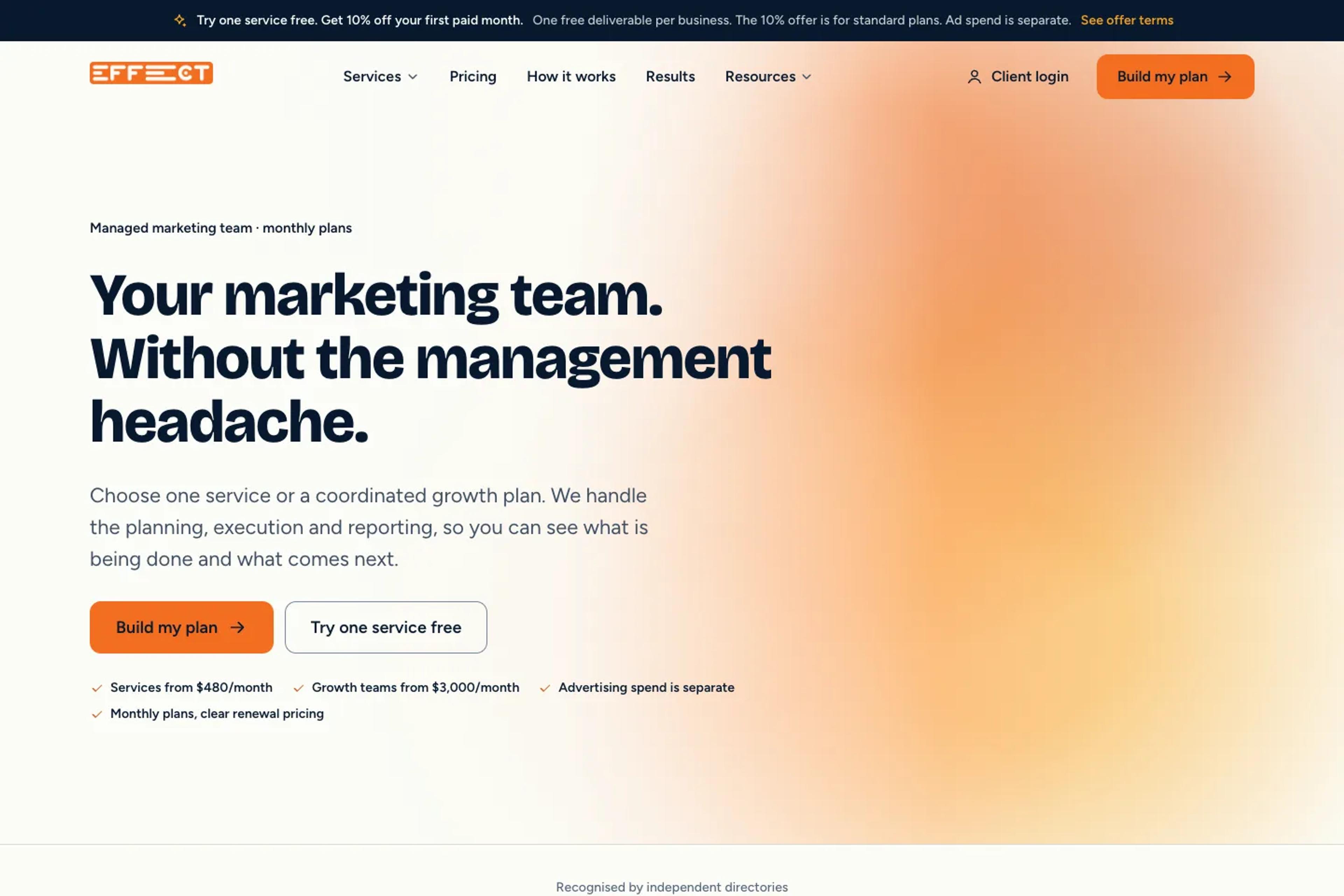 Effeect website homepage