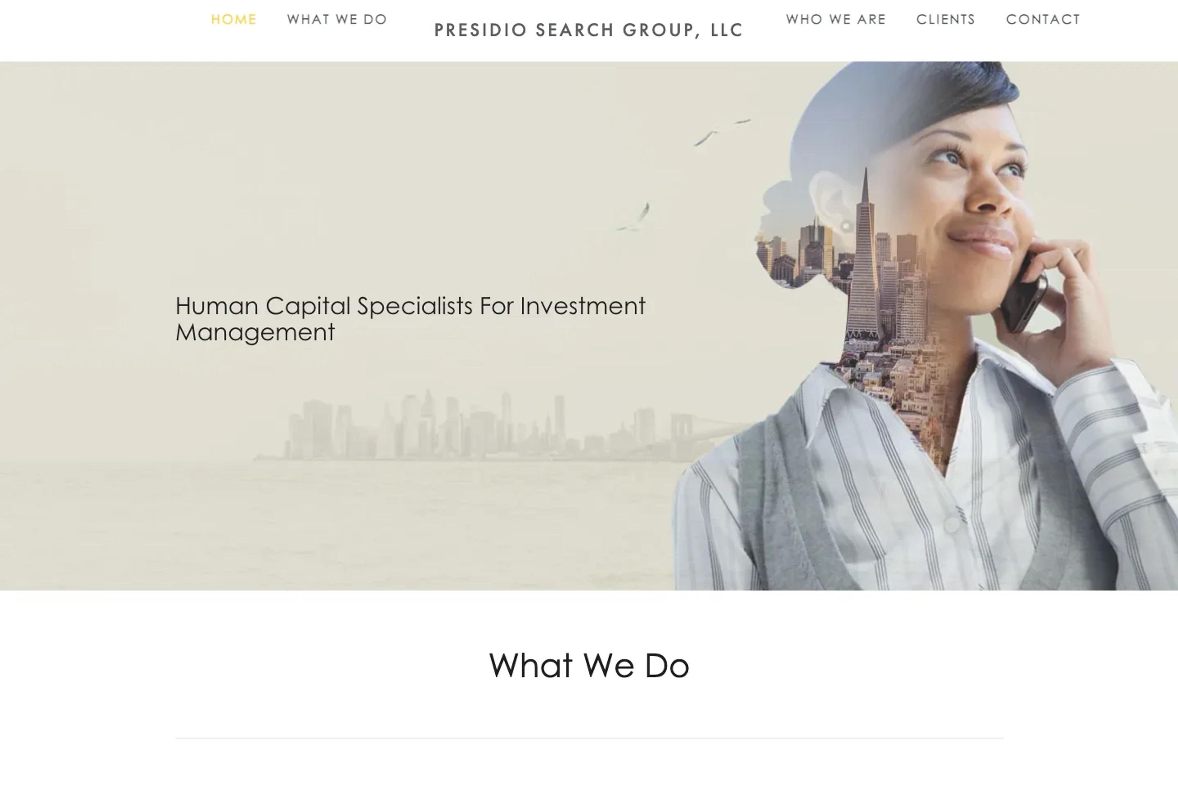 Presidio Search Group website homepage