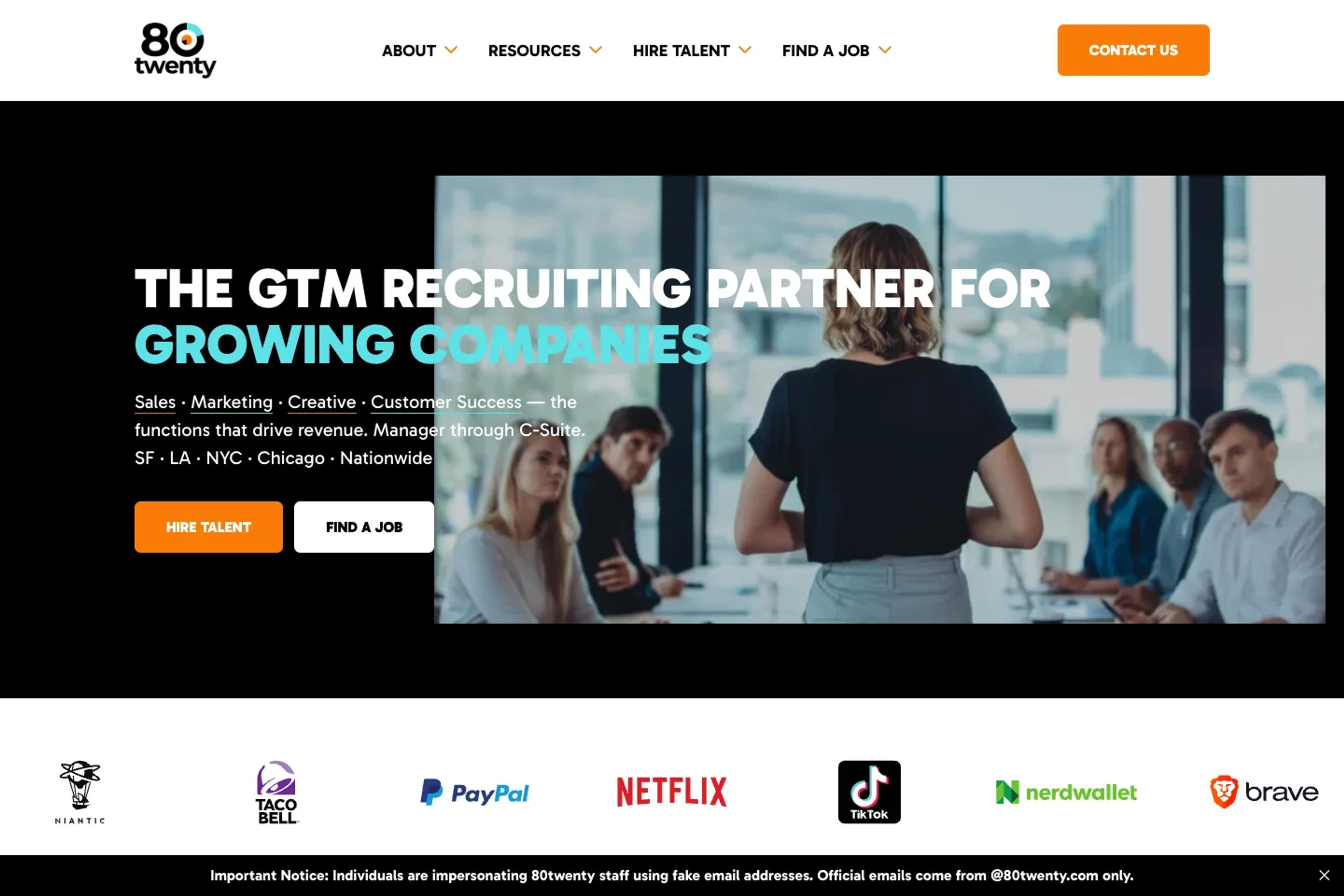 80Twenty website homepage