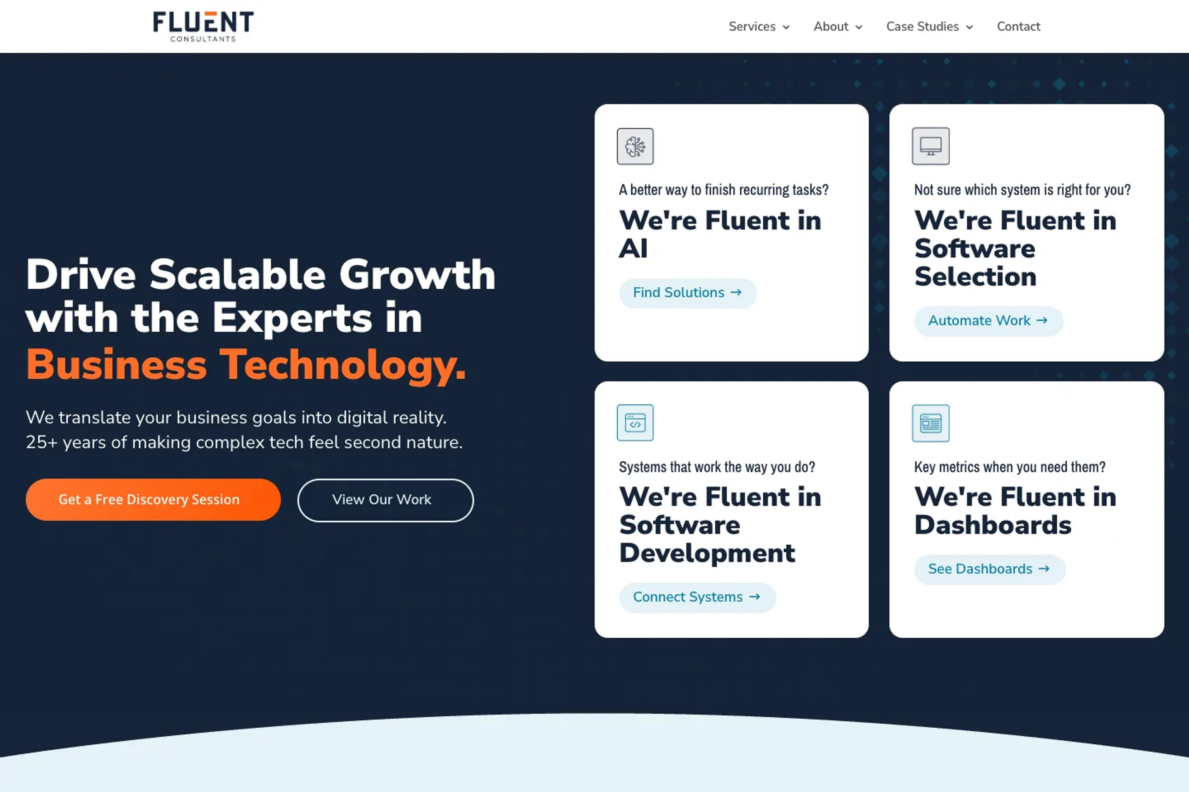 Fluent Consultants website homepage