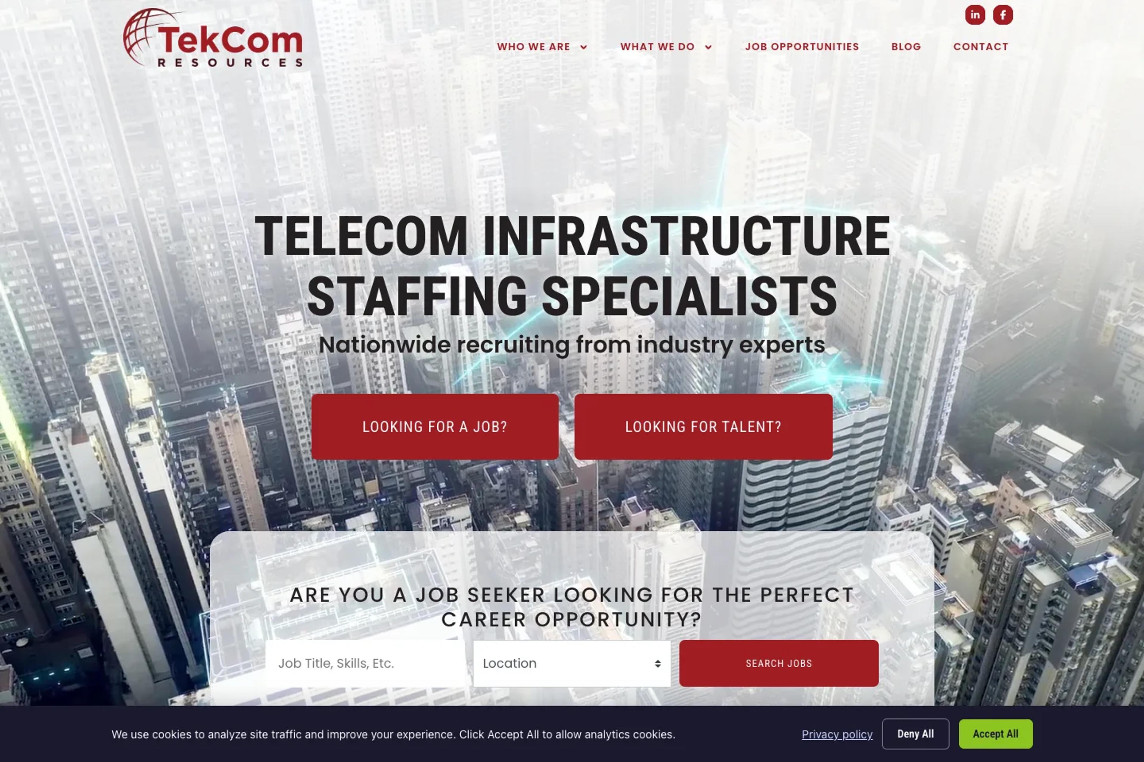 TekCom Resources website homepage