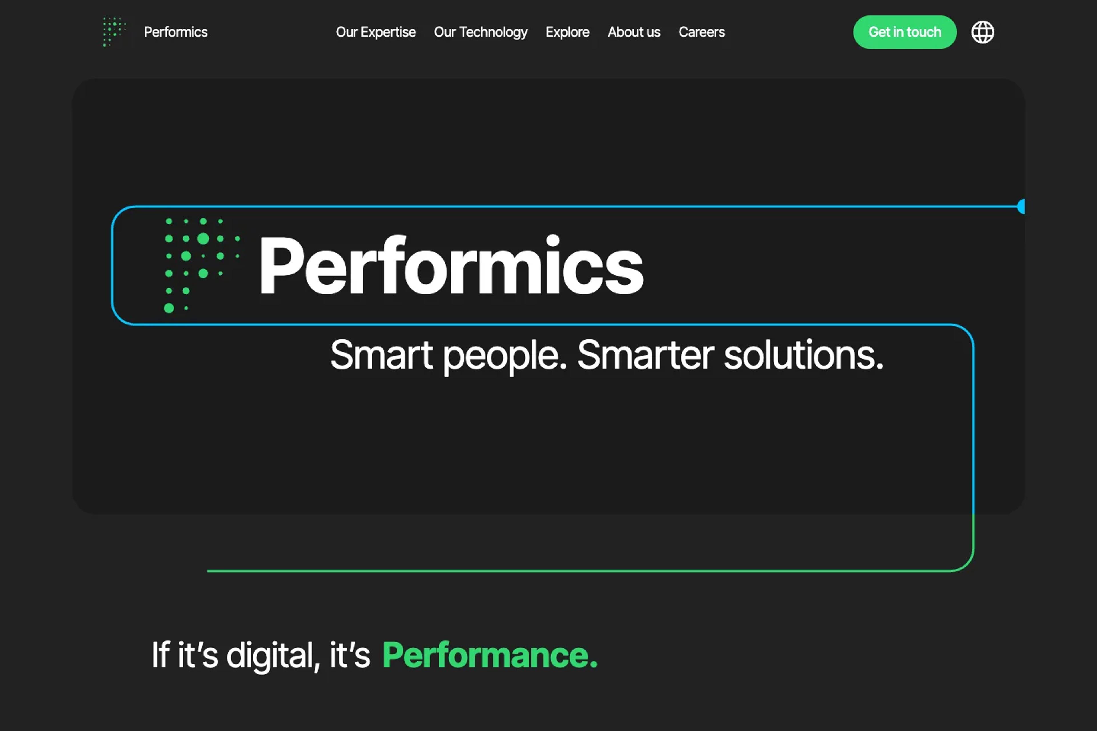 Performics website homepage