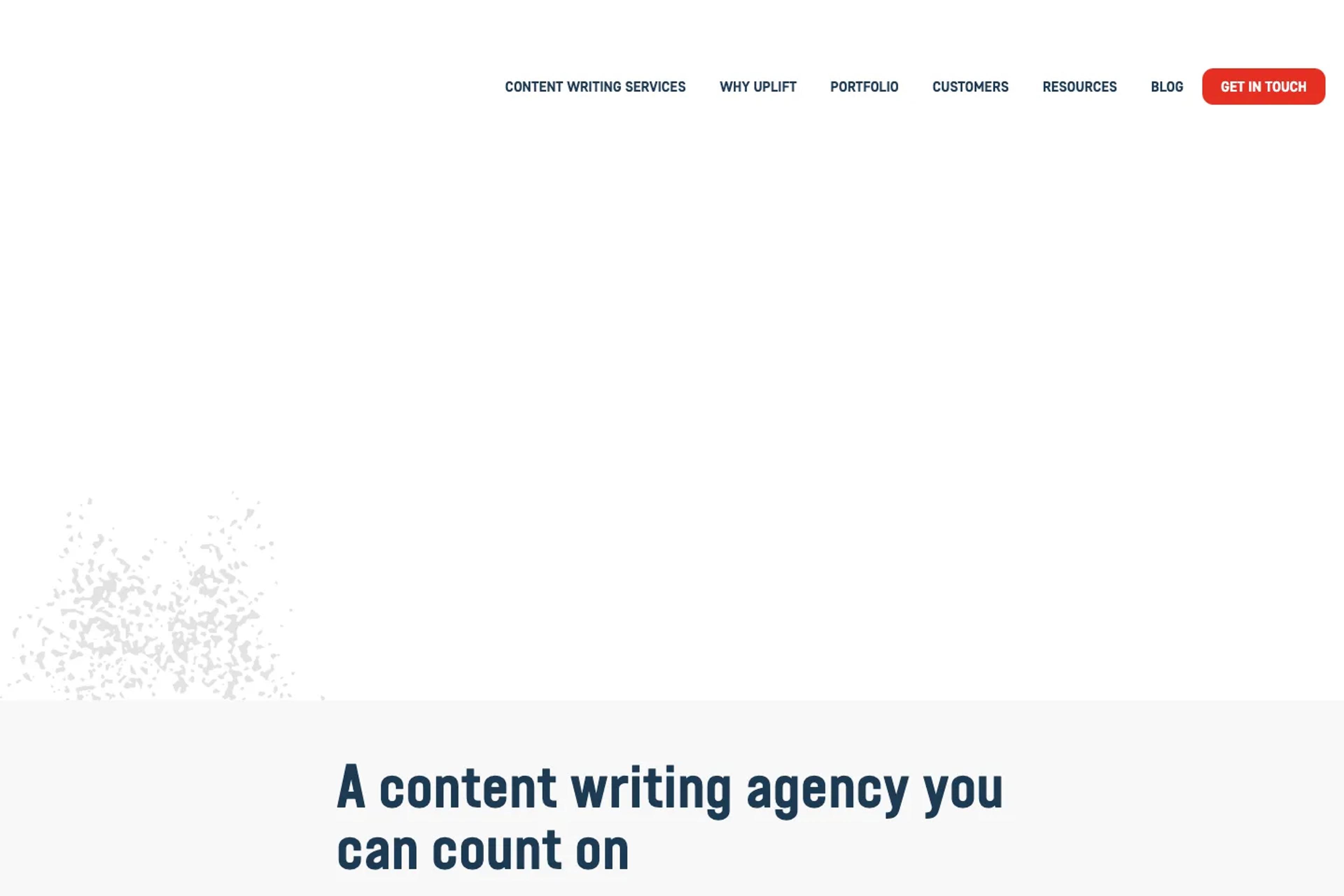 Uplift Content website homepage
