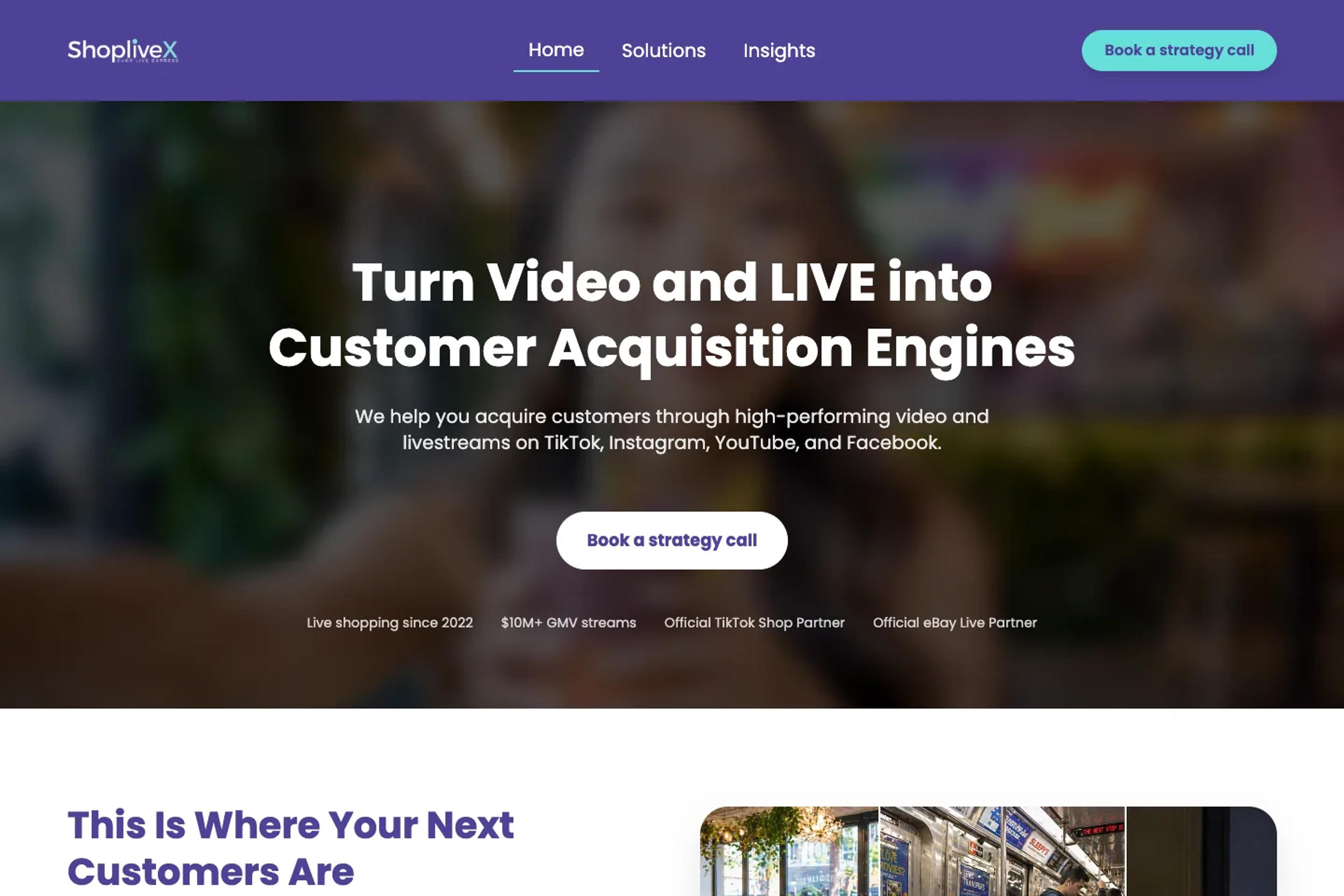 ShopliveX website homepage