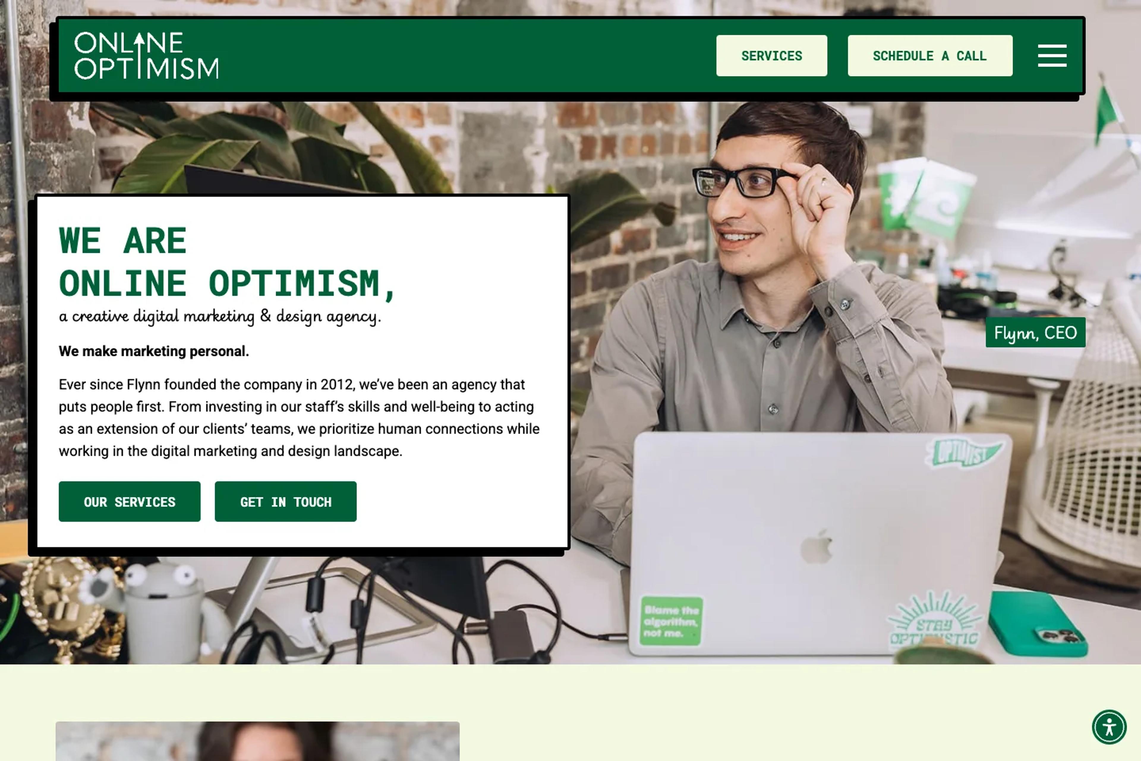 Online Optimism website homepage