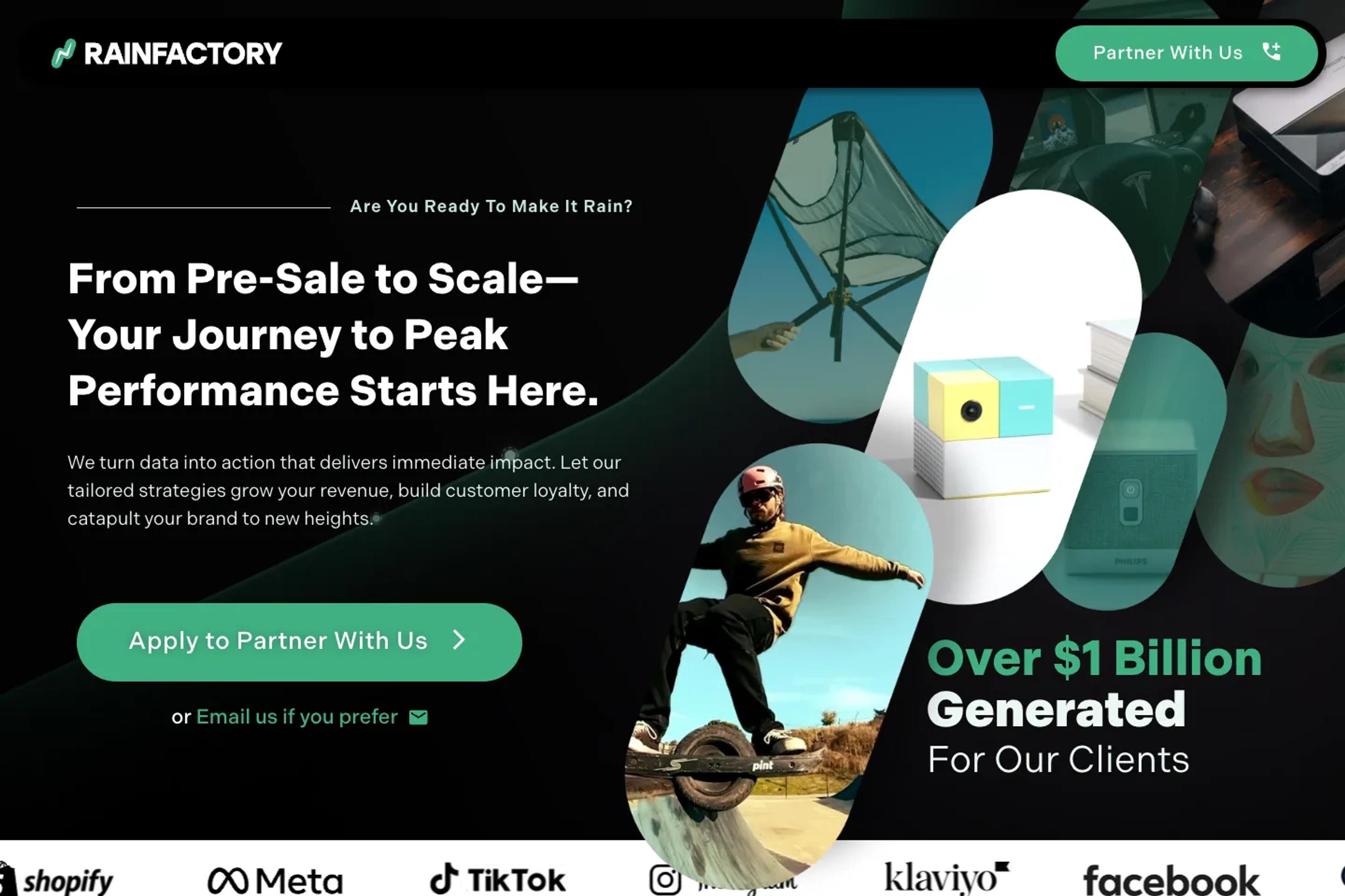 Rainfactory website homepage