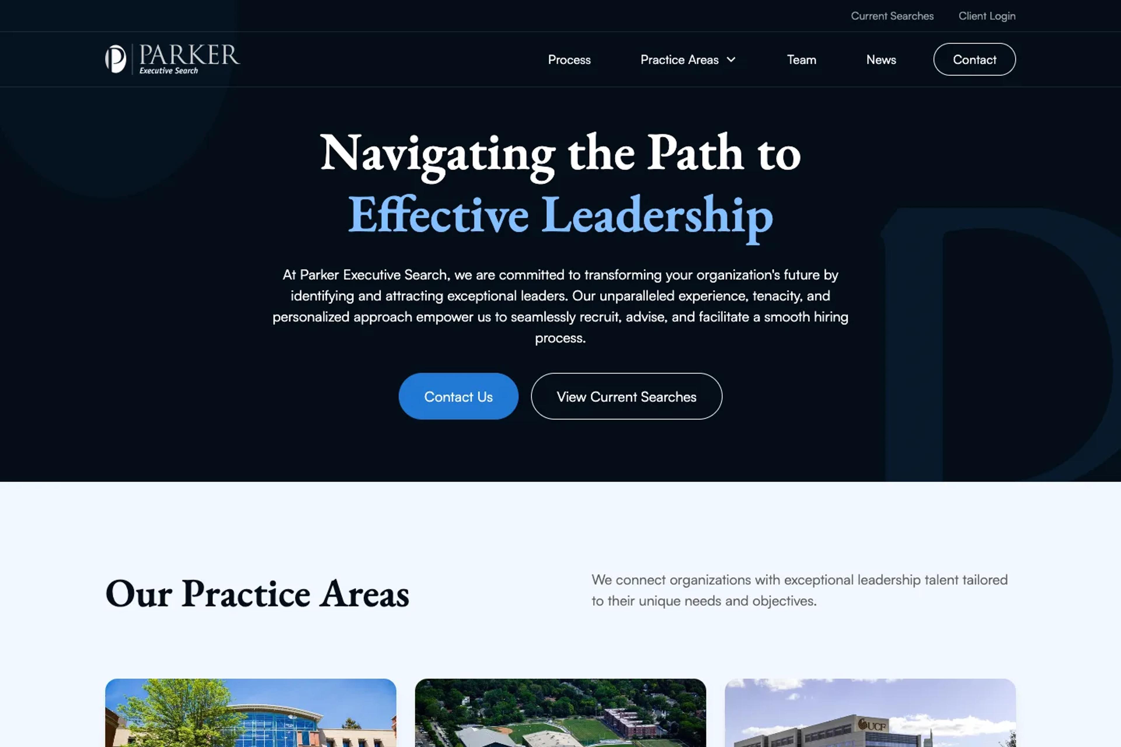 Parker Executive Search website homepage