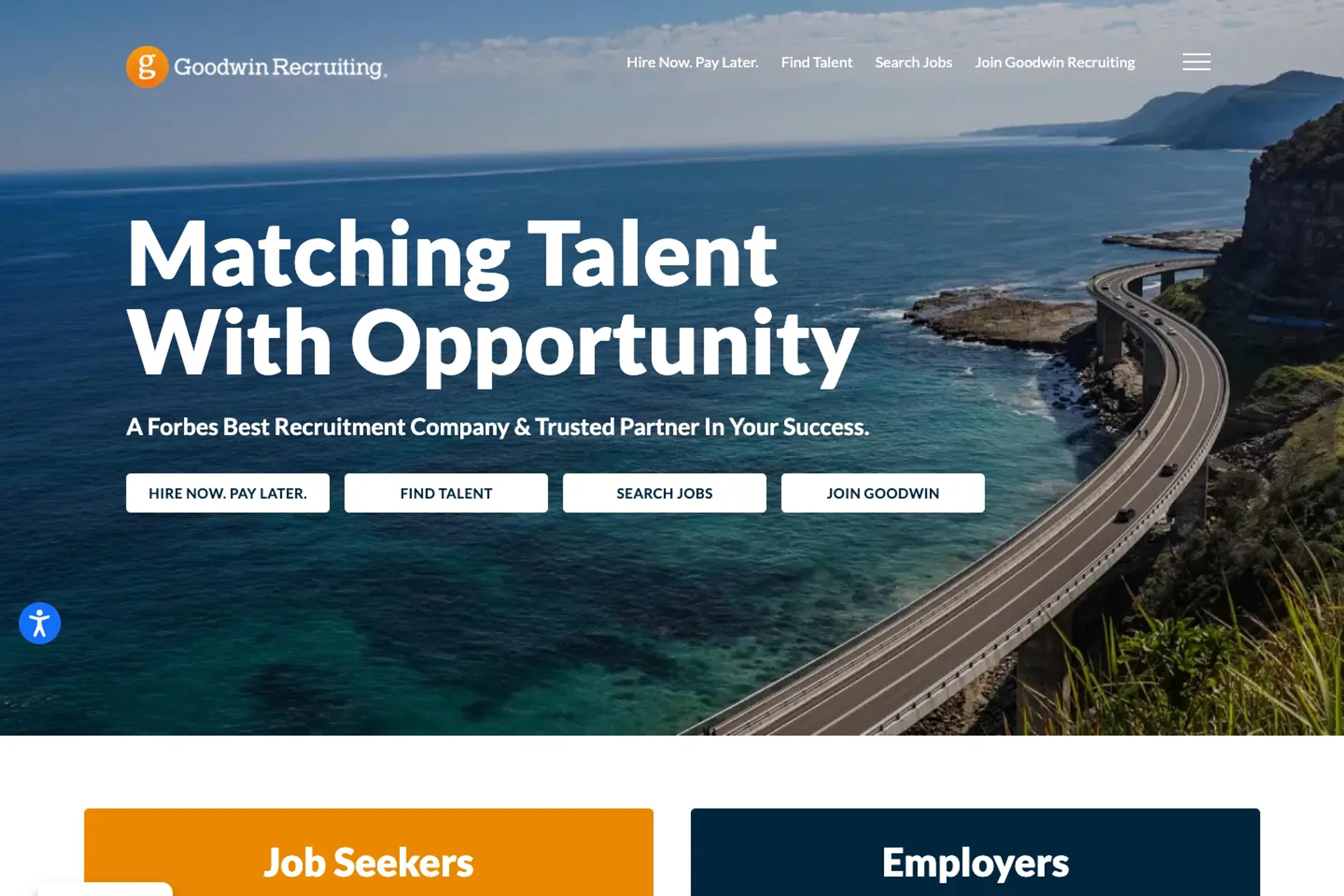 Goodwin Recruiting website homepage
