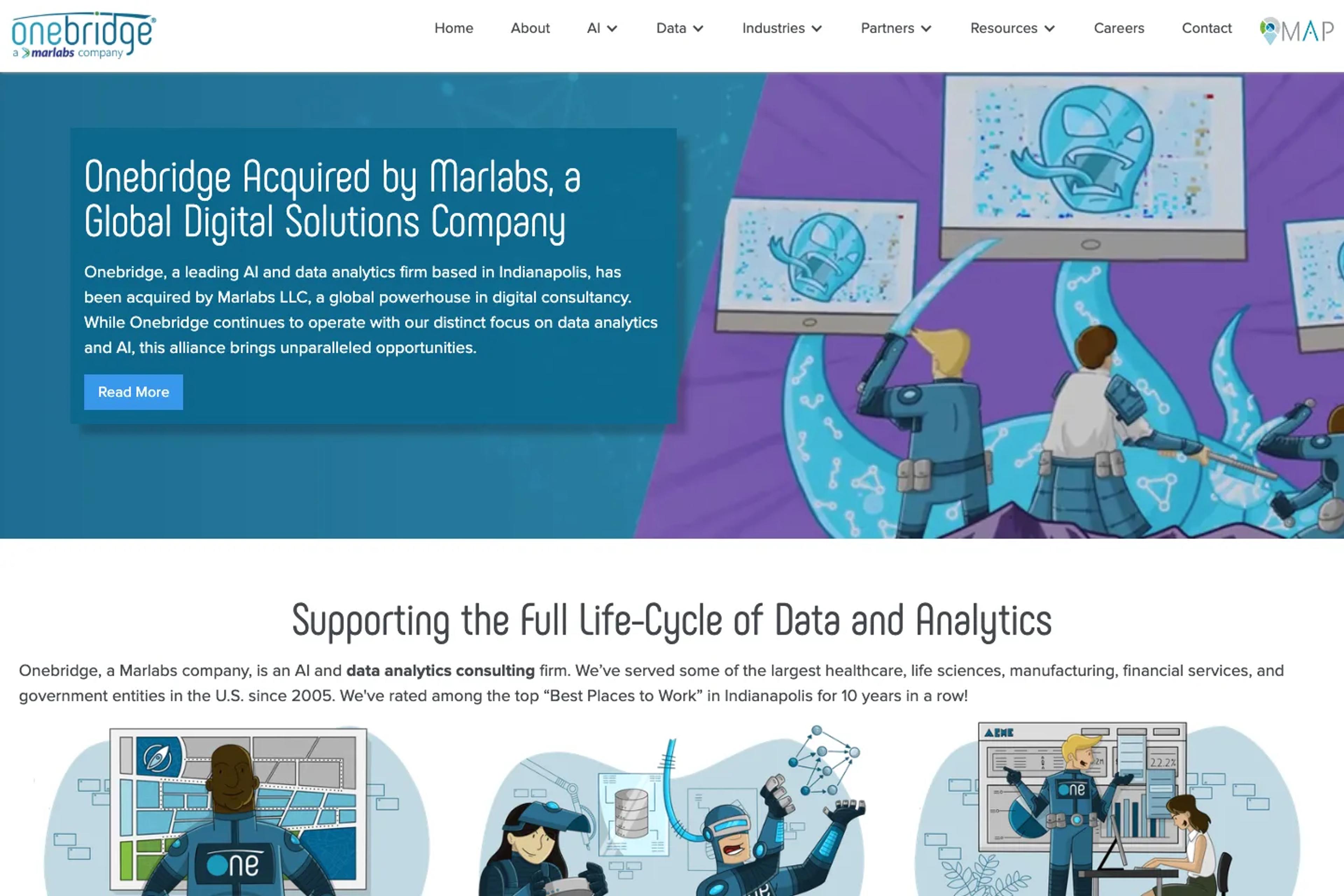 Onebridge website homepage