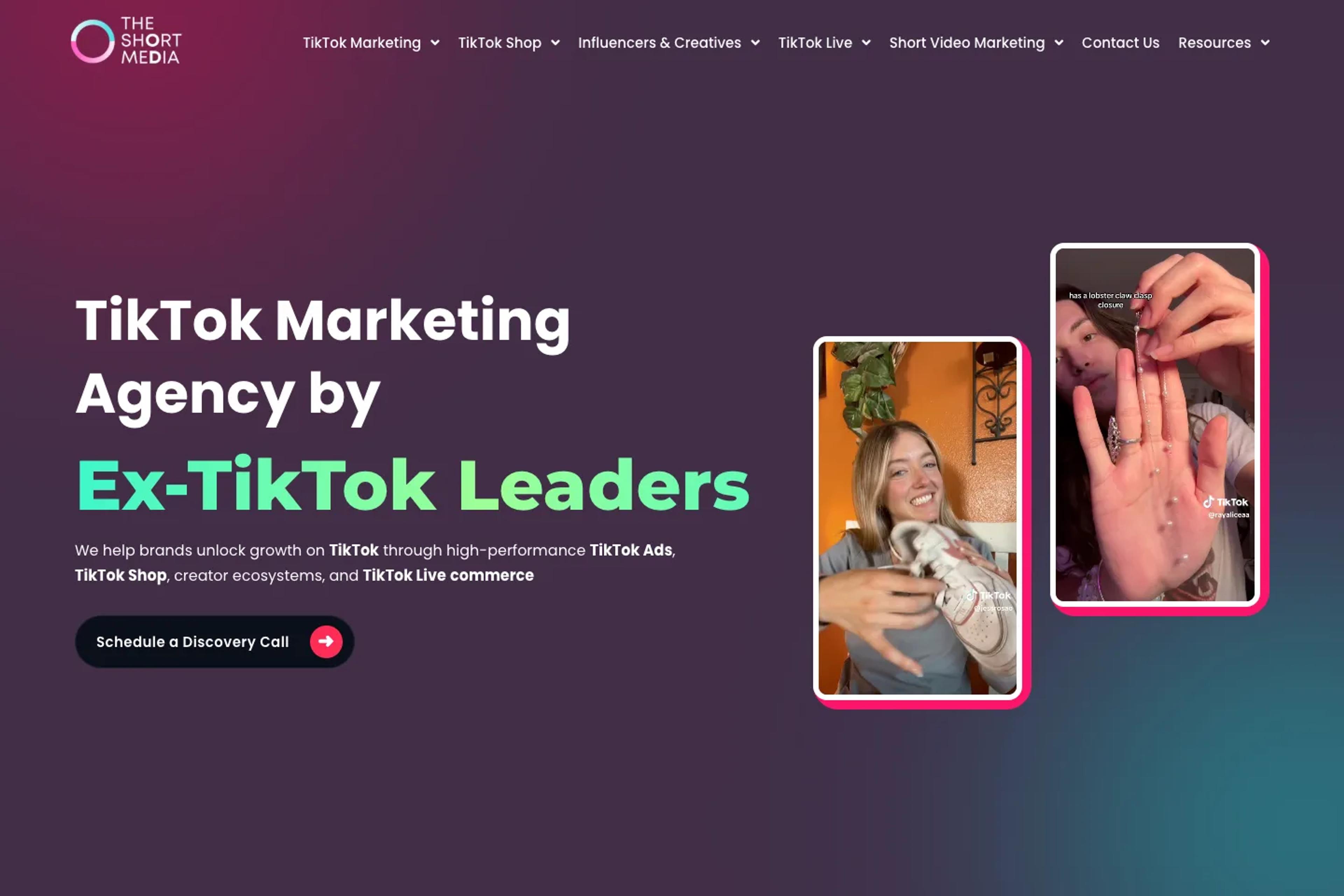 The Short Media website homepage