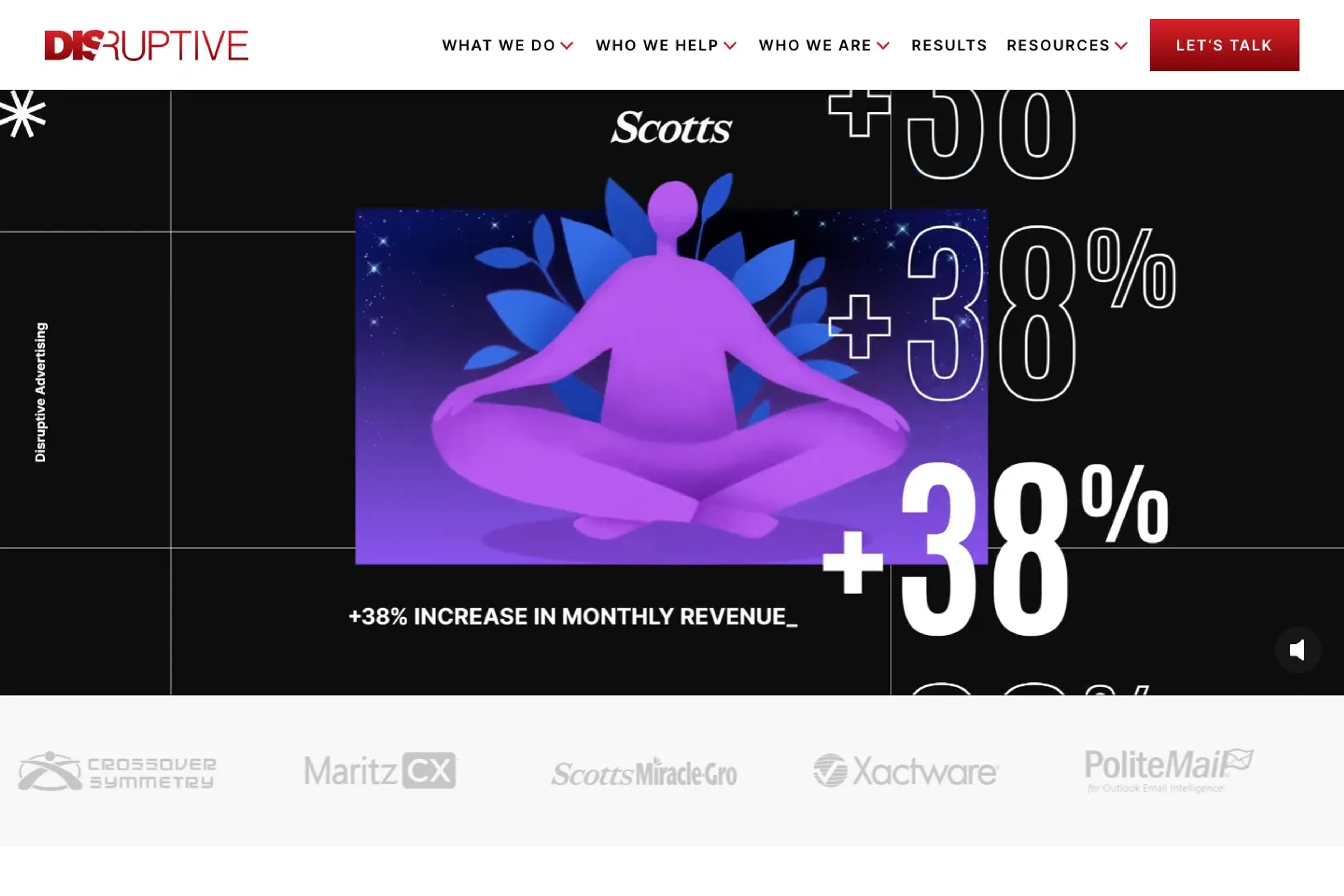 Disruptive Advertising website homepage