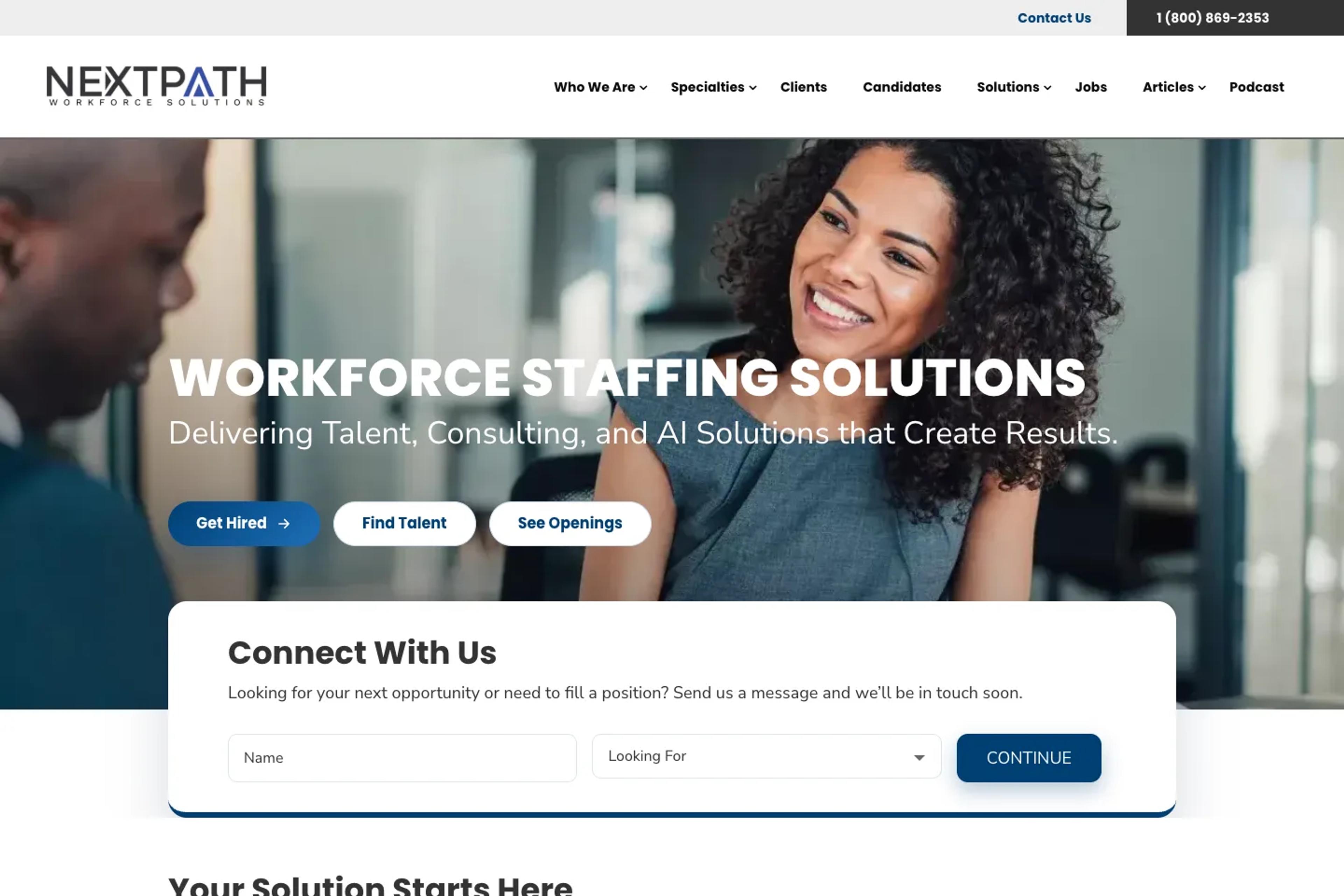NextPath Workforce Solutions website homepage