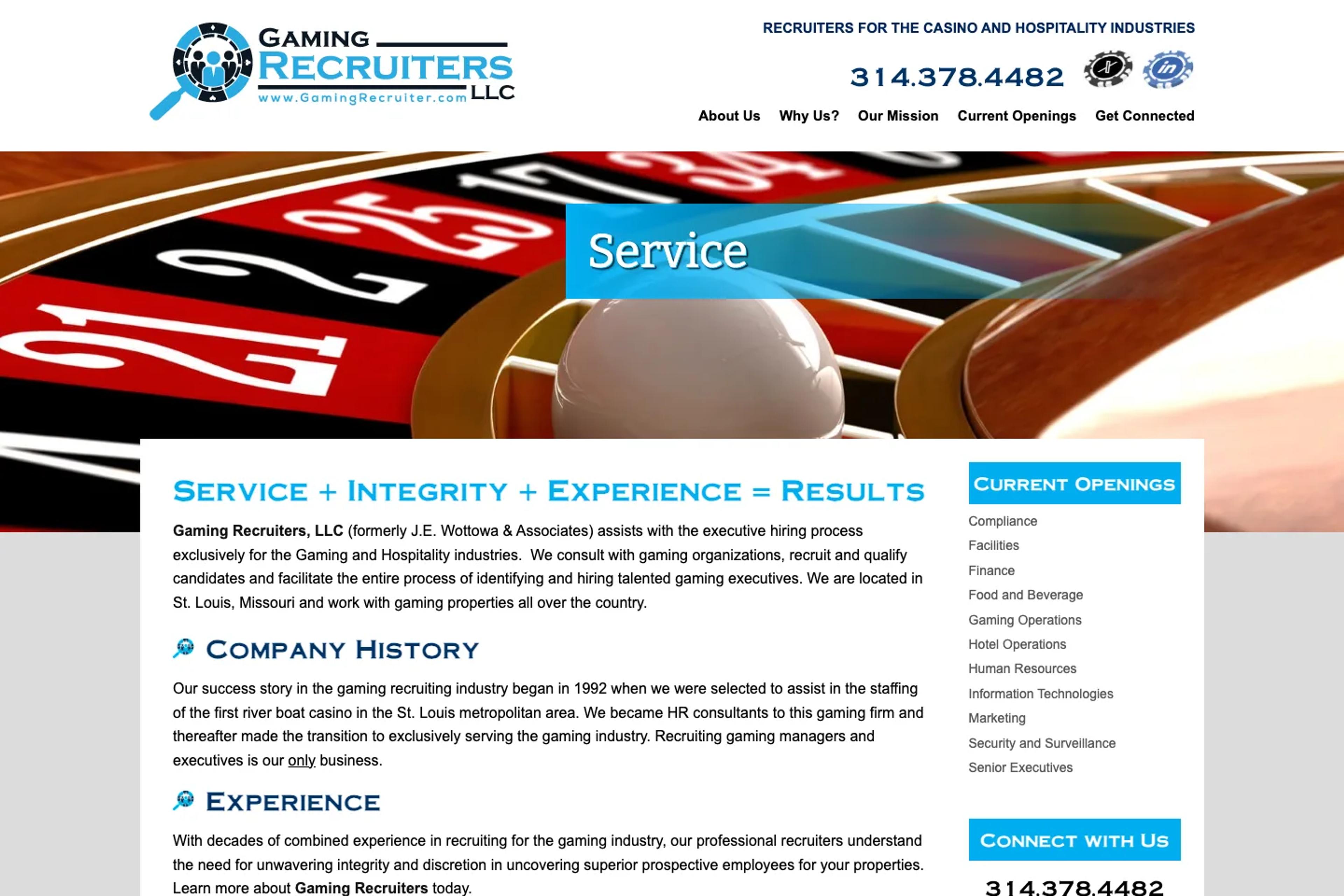 Gaming Recruiters, LLC website homepage