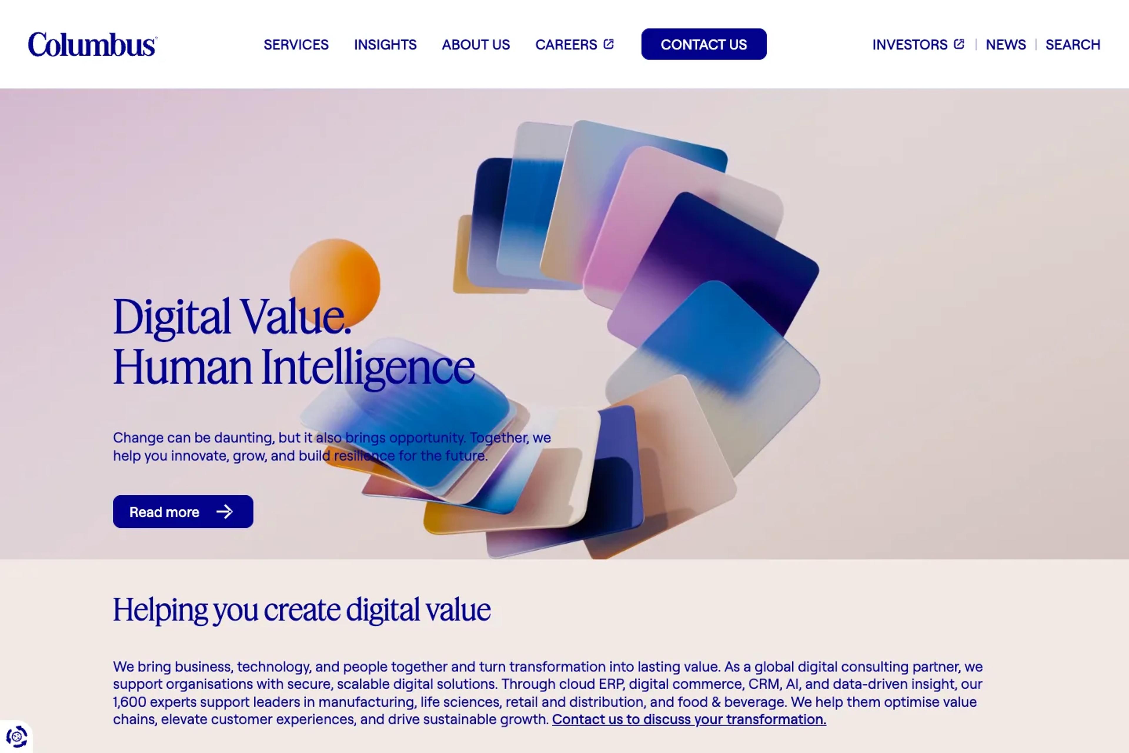 Columbus website homepage