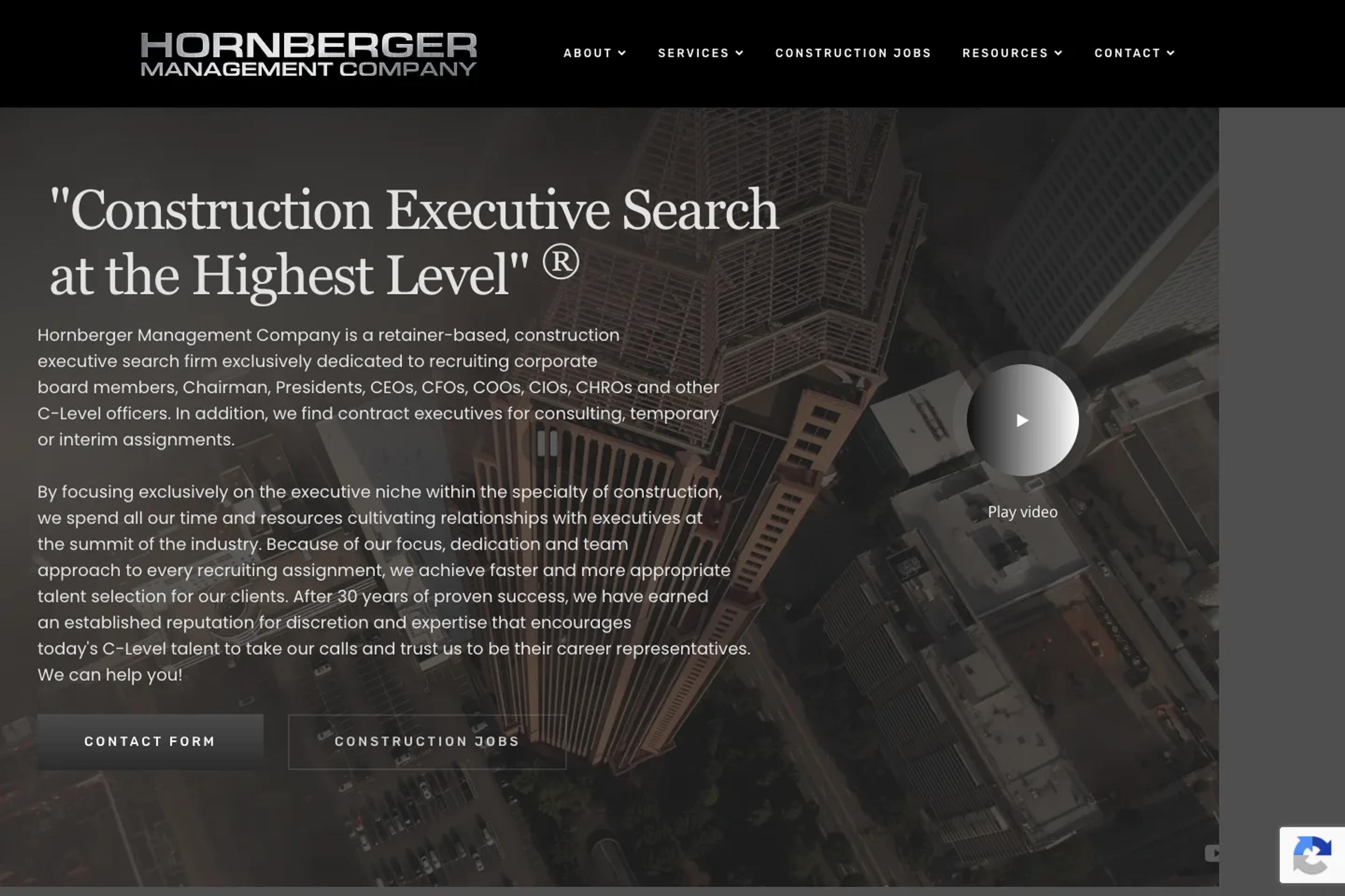 Hornberger Management Company website homepage