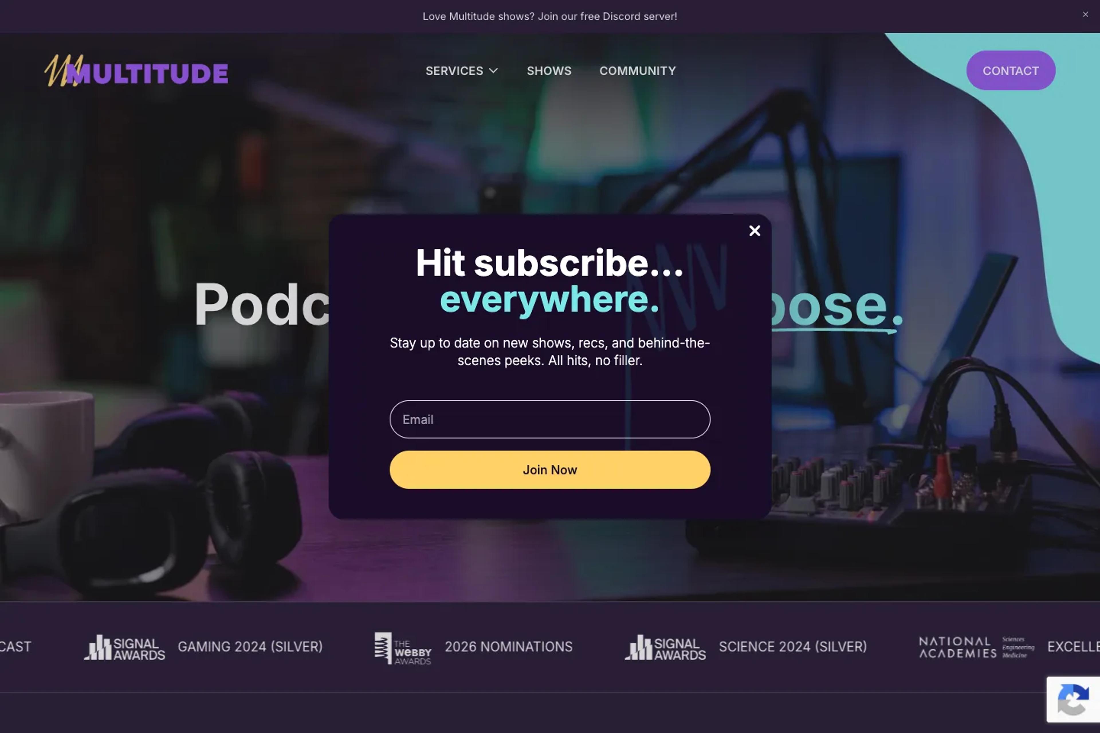 Multitude website homepage
