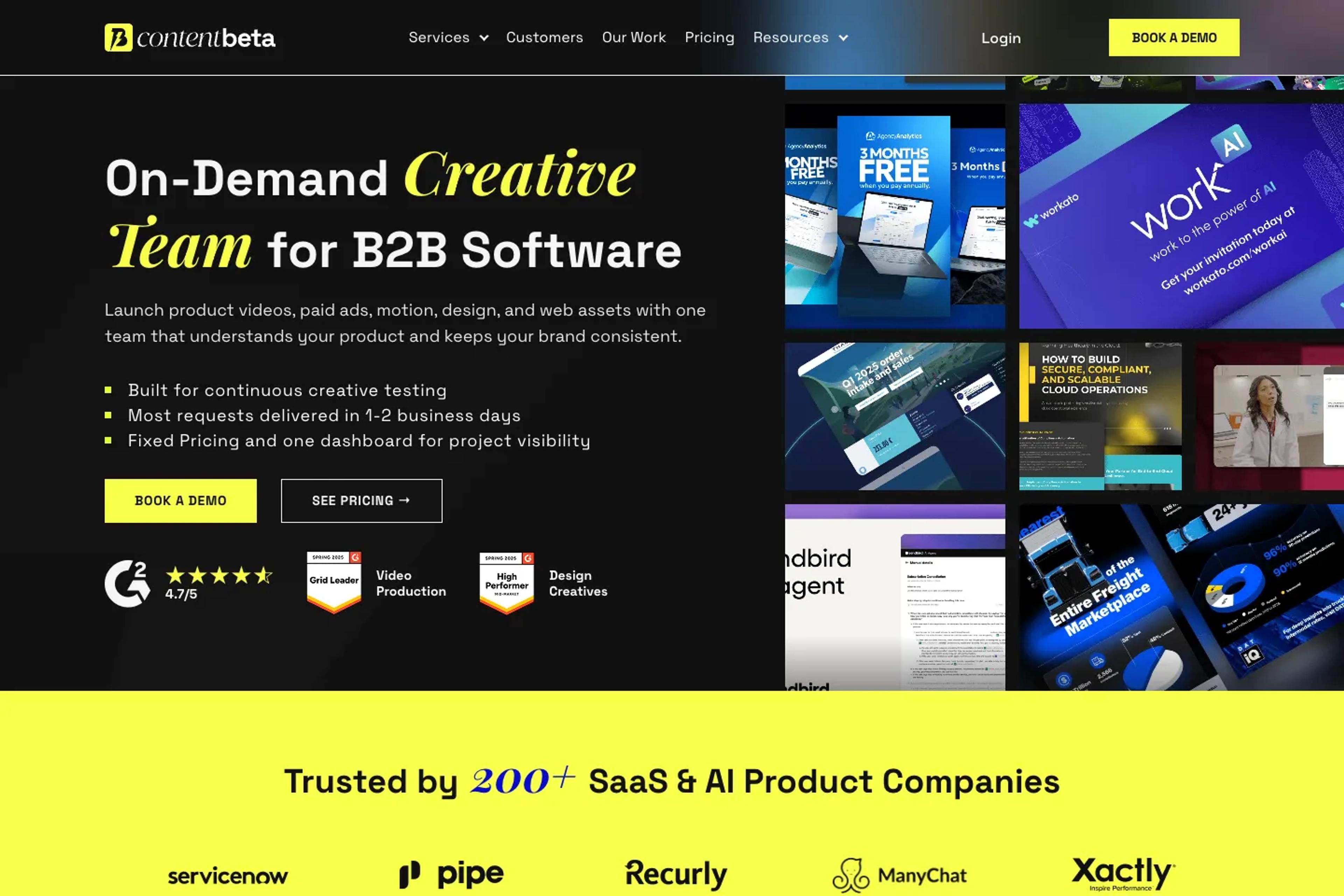 Content Beta website homepage