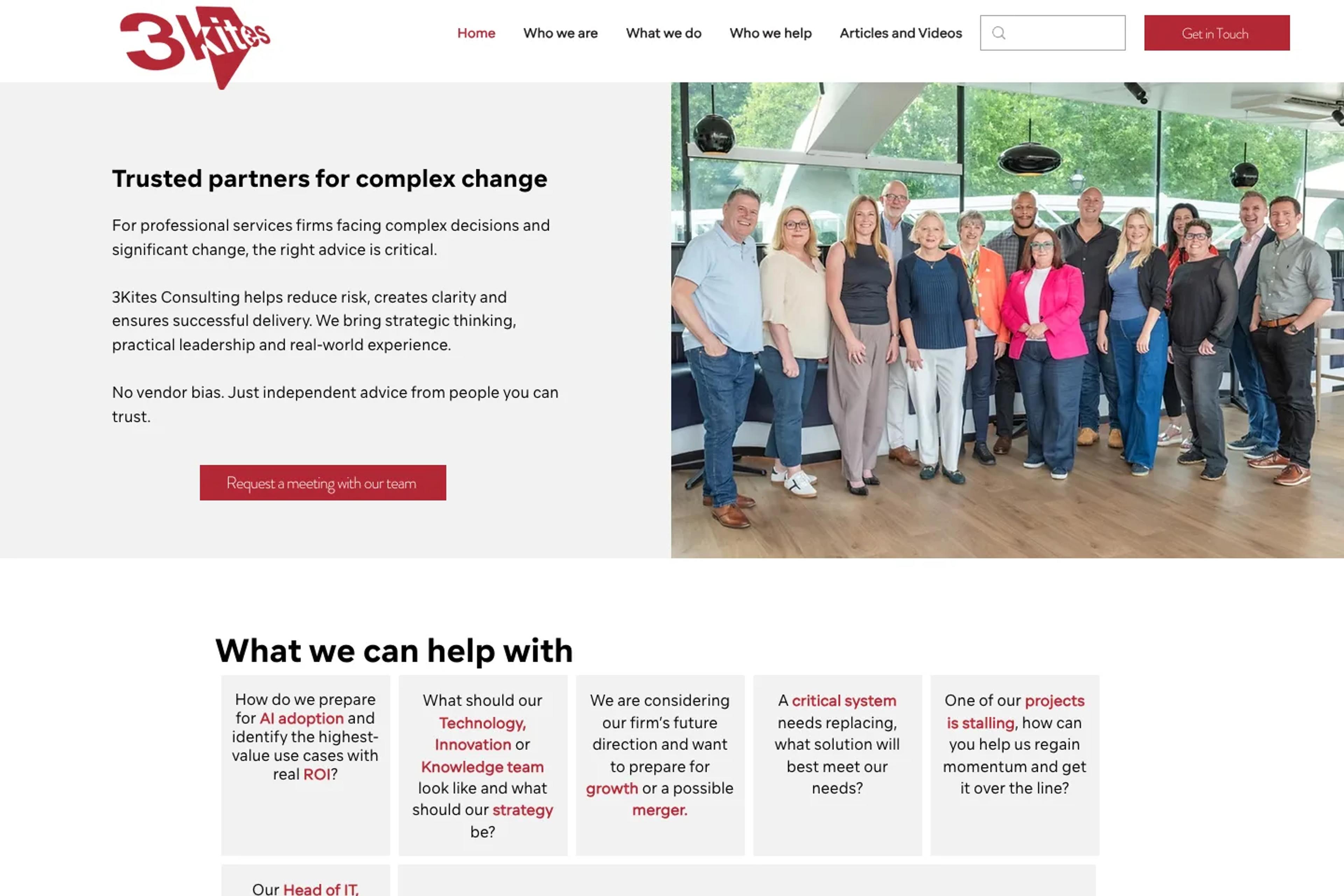 3Kites Consulting website homepage