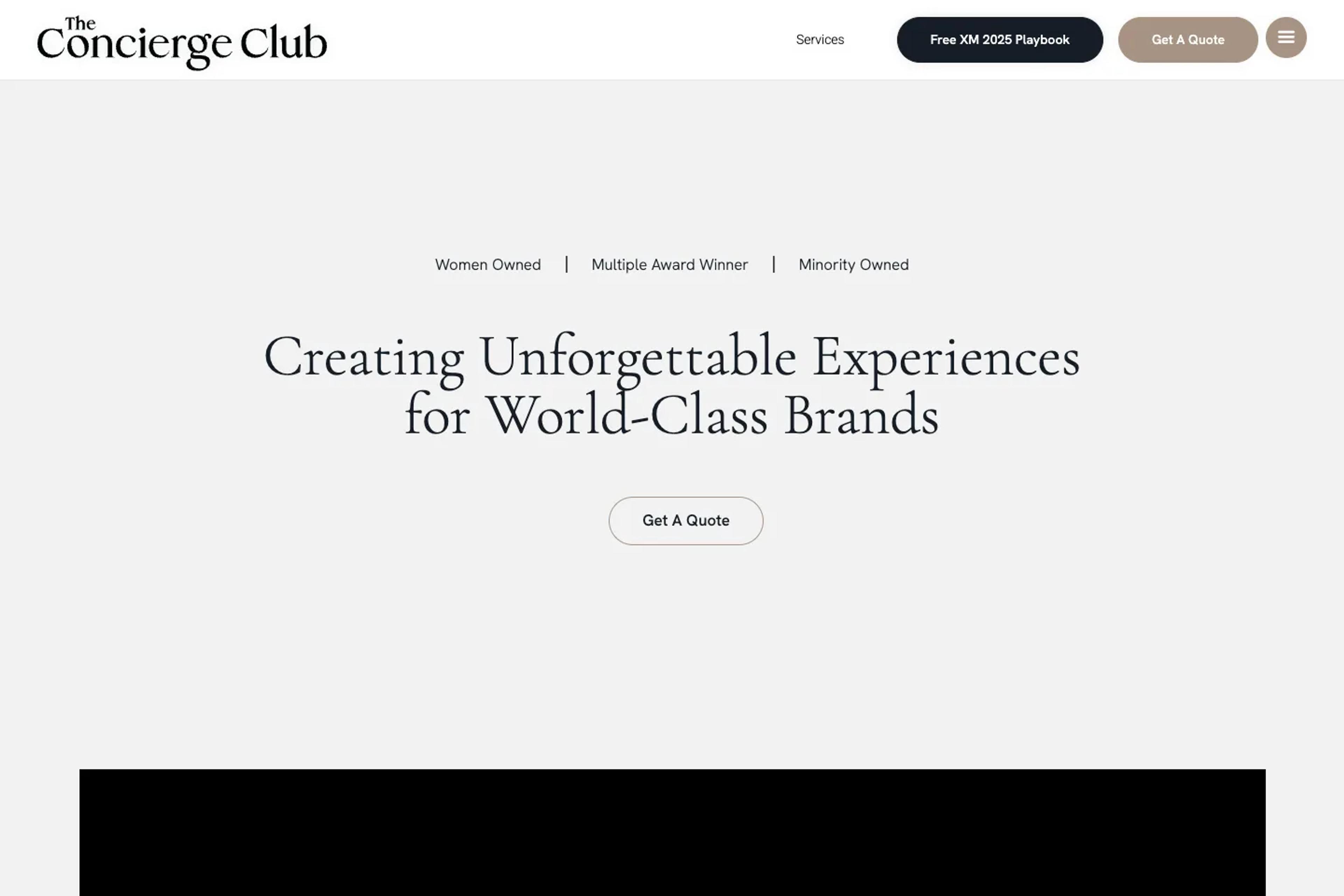 The Concierge Club website homepage