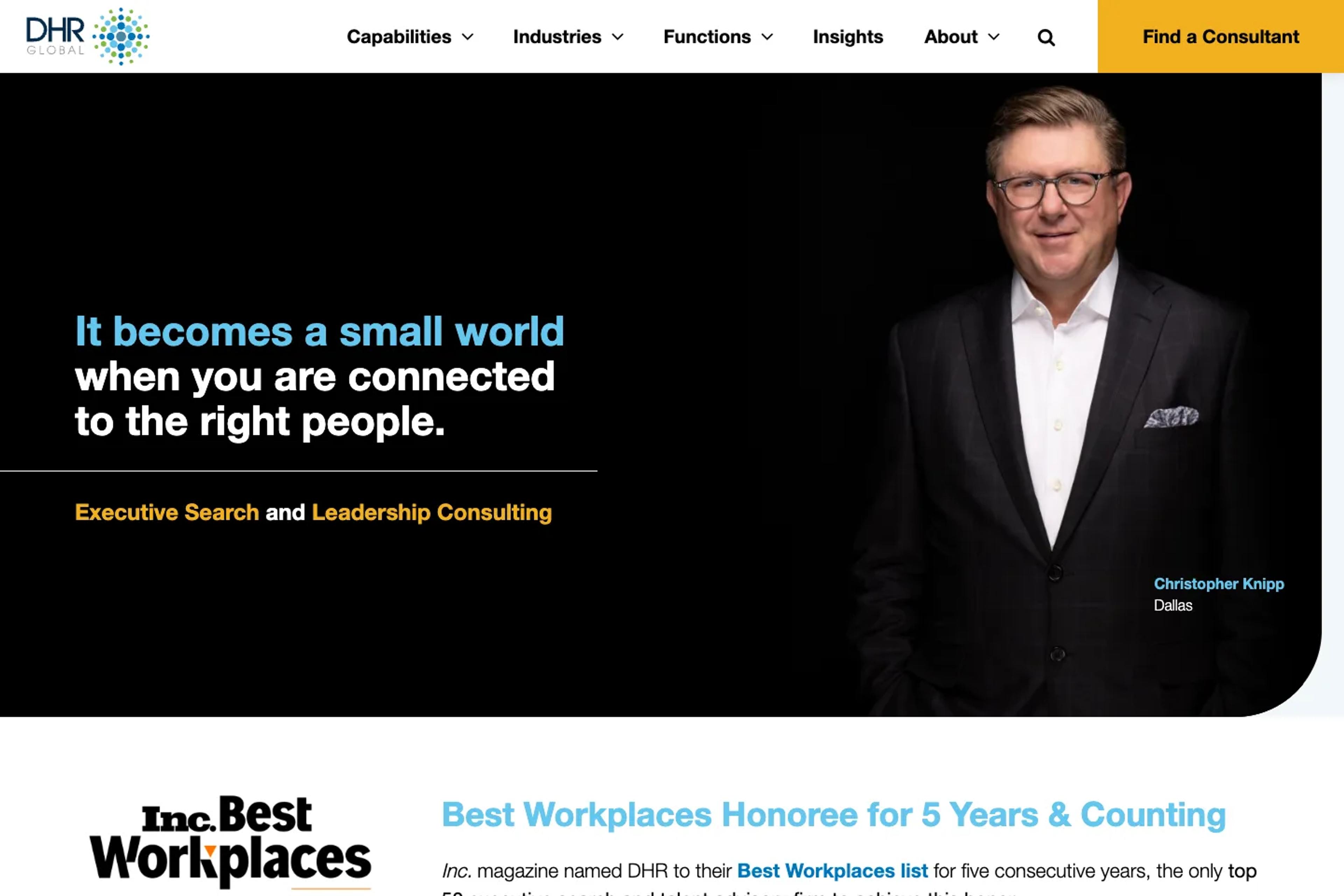 DHR Global website homepage
