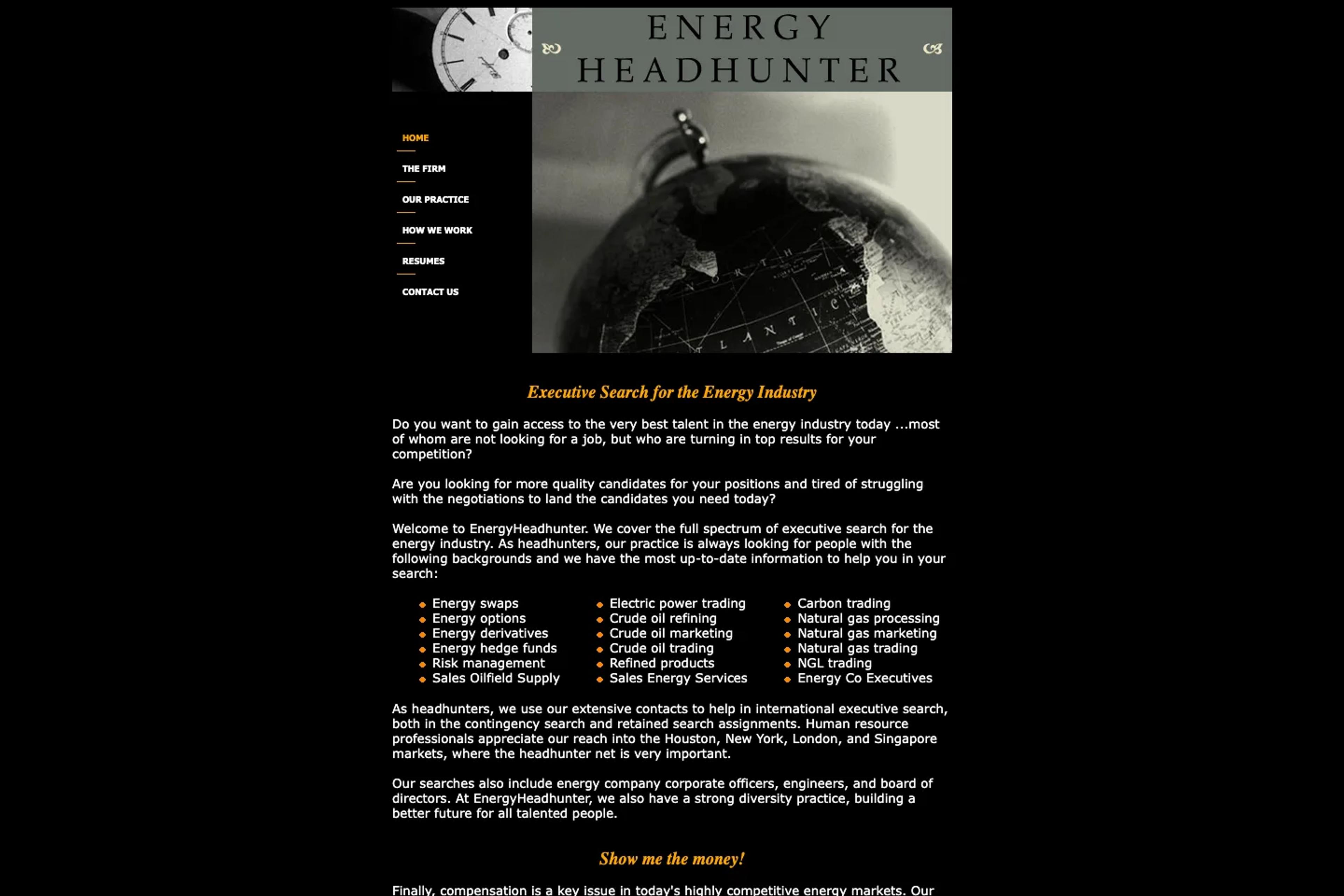 Energy Headhunter website homepage