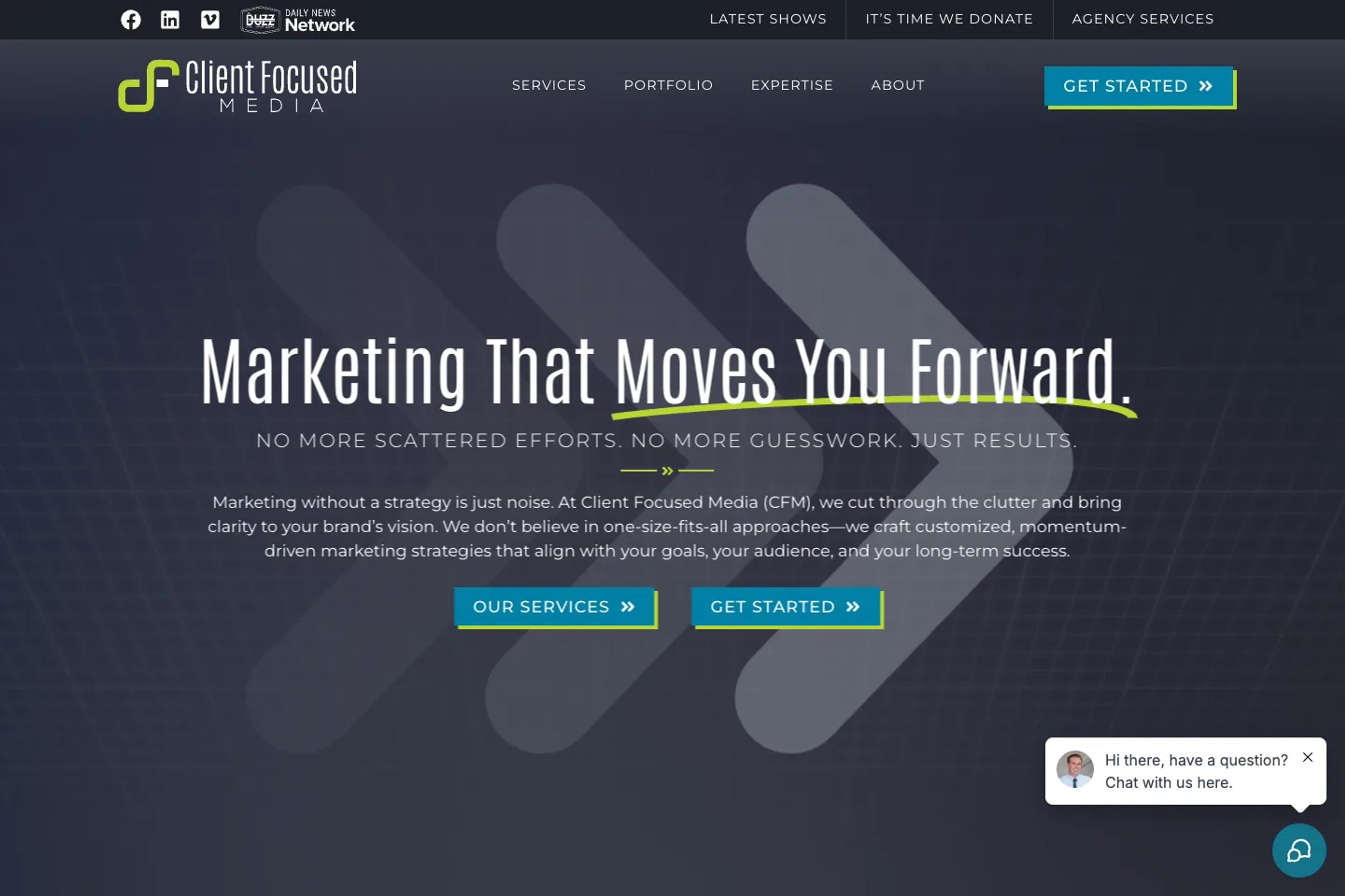 Client Focused Media website homepage