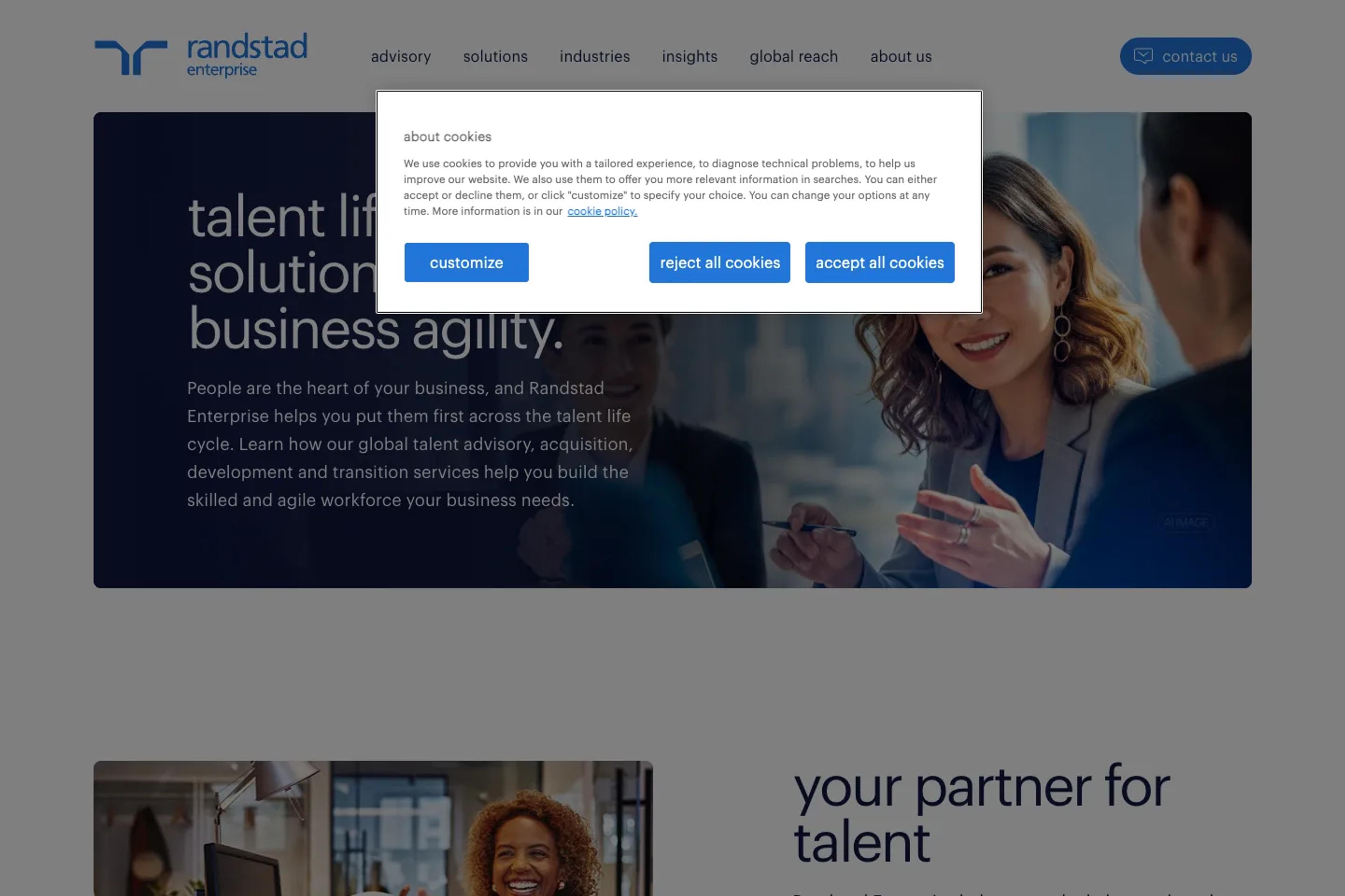 Randstad Enterprise (RiseSmart) website homepage